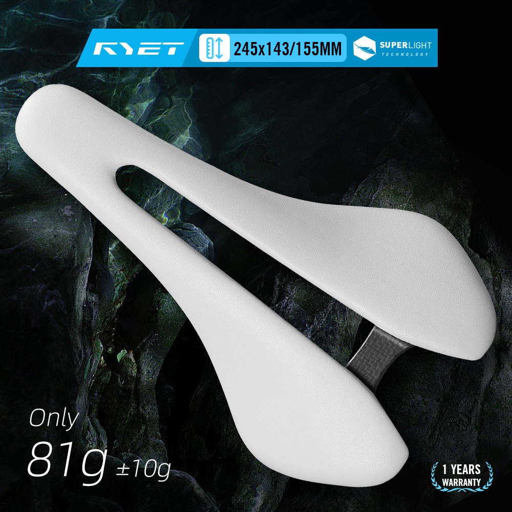RYET Carbon Bike Saddle 81g/87g Leather Surface Road, MTB & Gravel Racing Seat