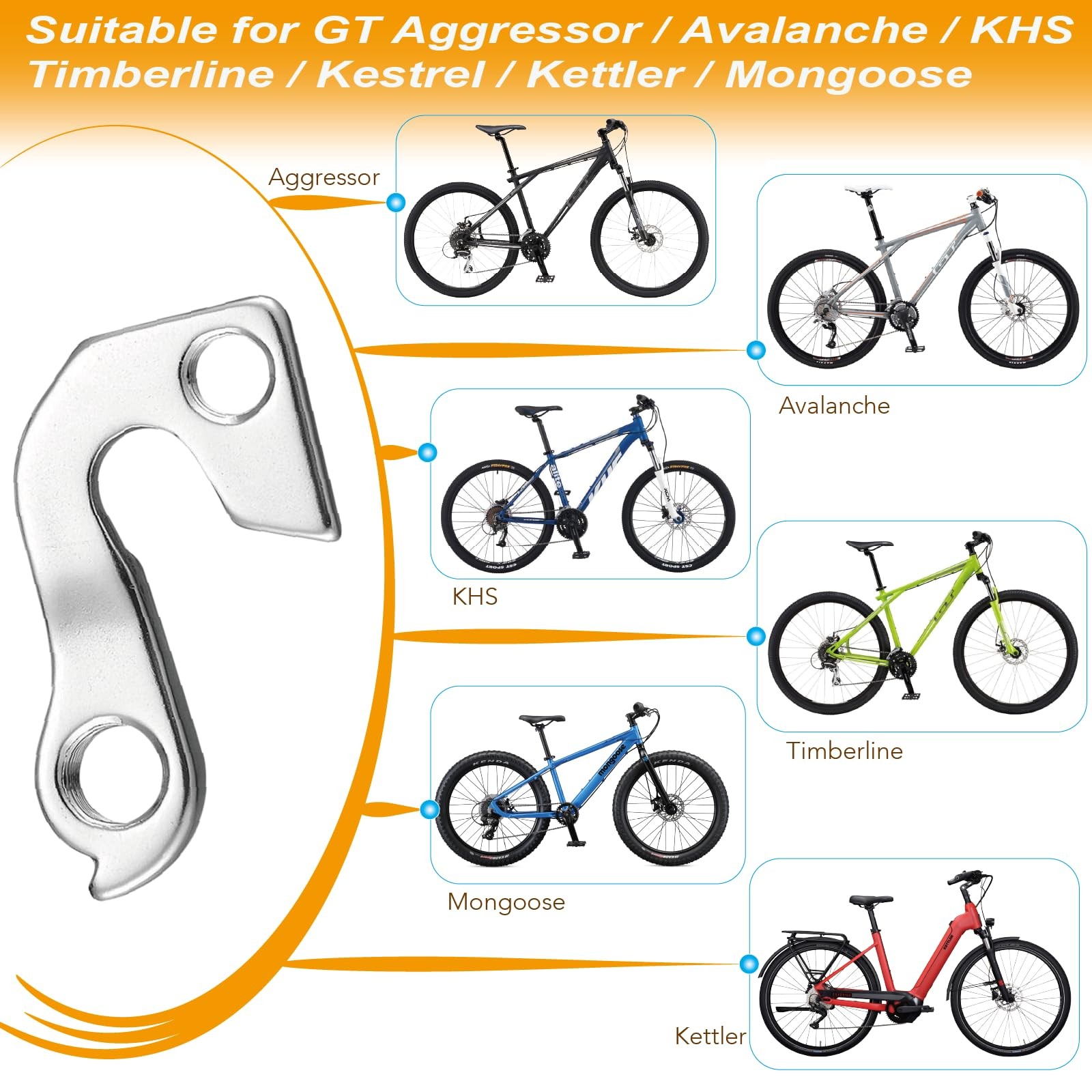 Bike Derailleur Hanger for GT, Aggressor, Avalanche, Standard, Sliver 1pcs