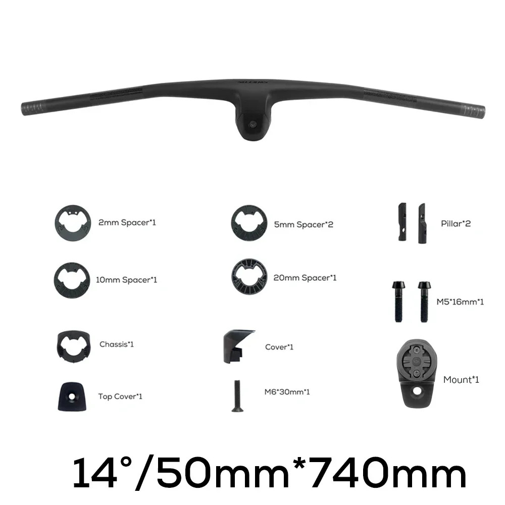 -9°/-10°/-12°/-14° Carbon Integrated mountain bike Handlebar 60mm With Mount