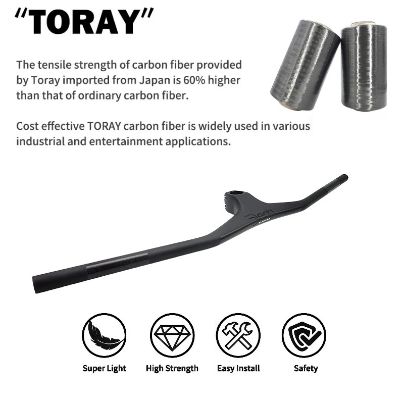 Integrated MTB Handlebar -17° Cockpit Carbon Fibre XC Handlebar 28.6mm 720-800mm