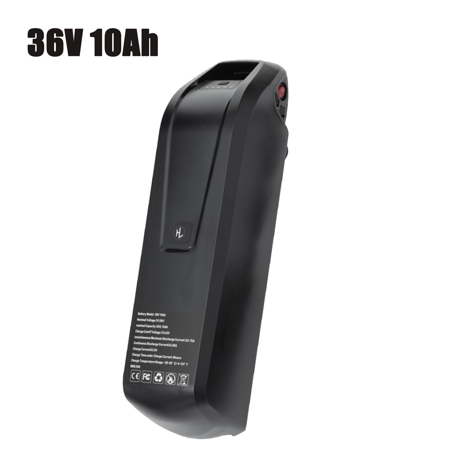 36V 10Ah Ebike Battery Li-ion Battery for 0-750W Electric Motor Black