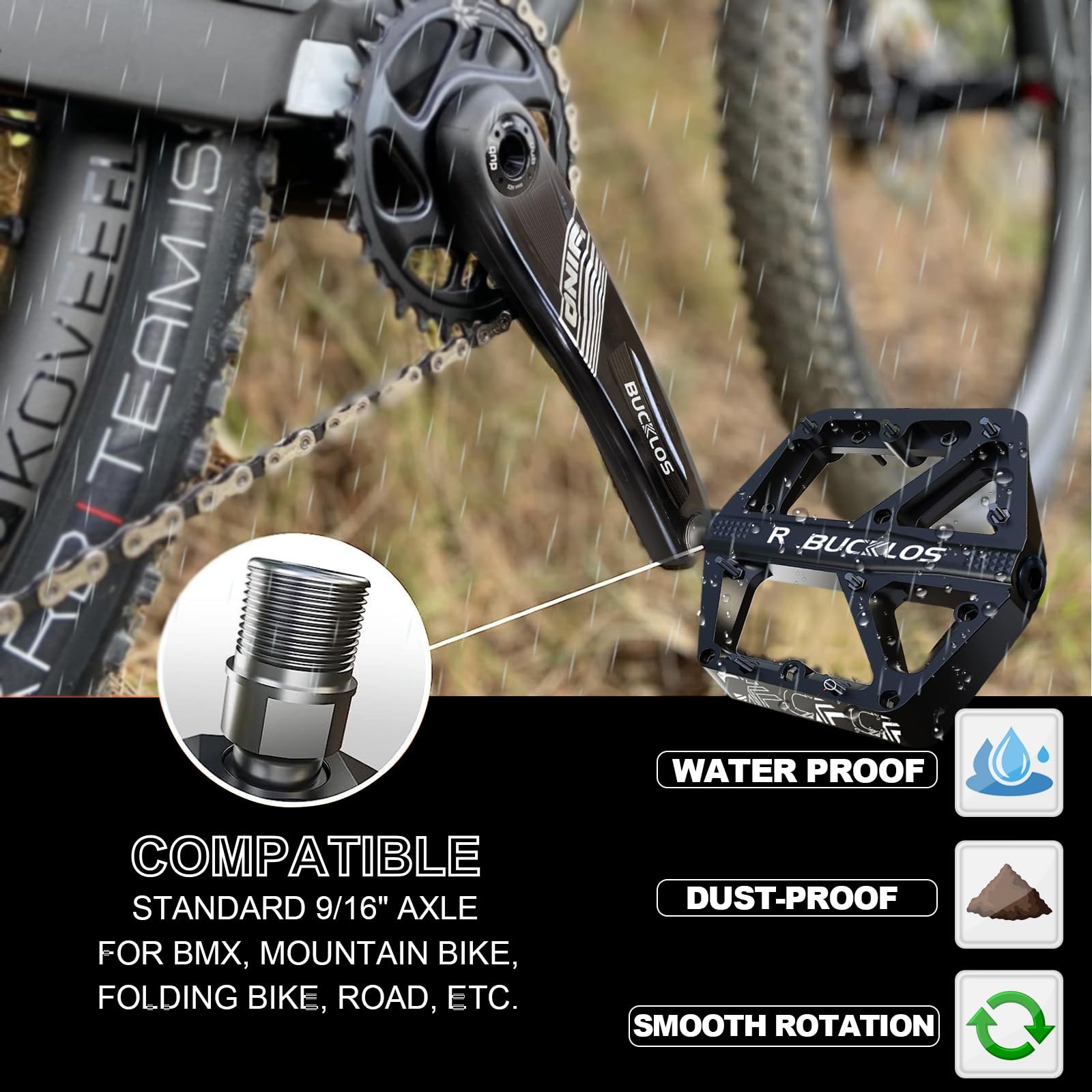 Mountain Bike Pedals MTB Pedals Flat, Bicycle Road Bike Adult Large Platform …