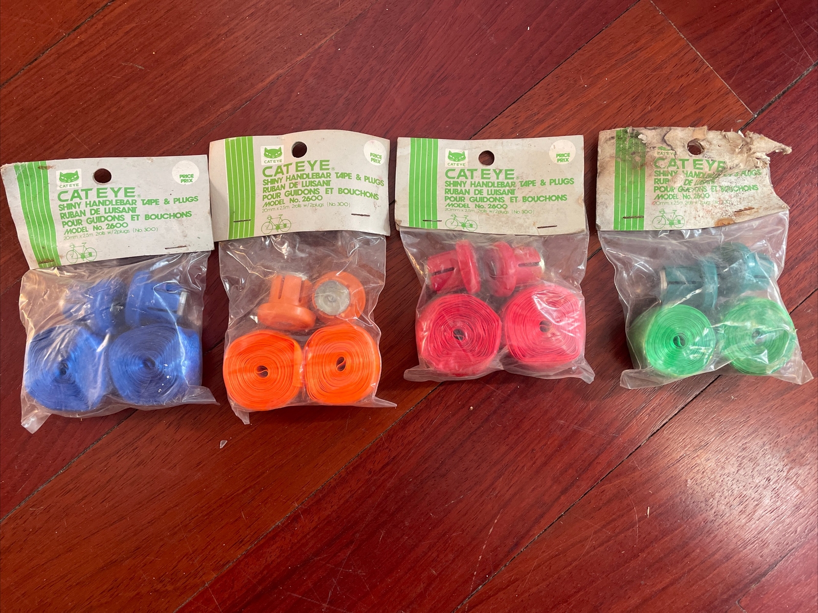 Vtg. CATEYE Handlebar Tape and End-Plugs #2600 Blue, Red, Green or Orange (NJ)
