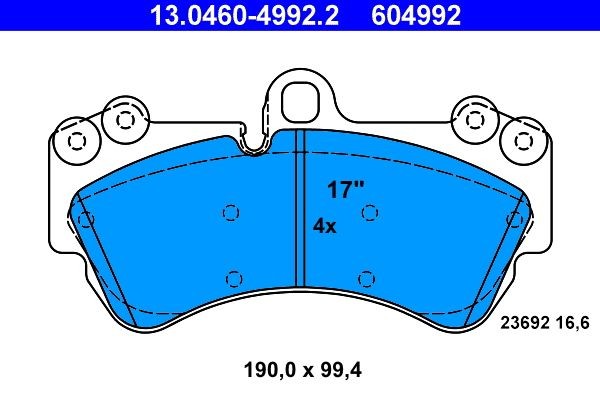 Brake pad set disc brake ATE 13.0460-4992.2 (1set-1pc)