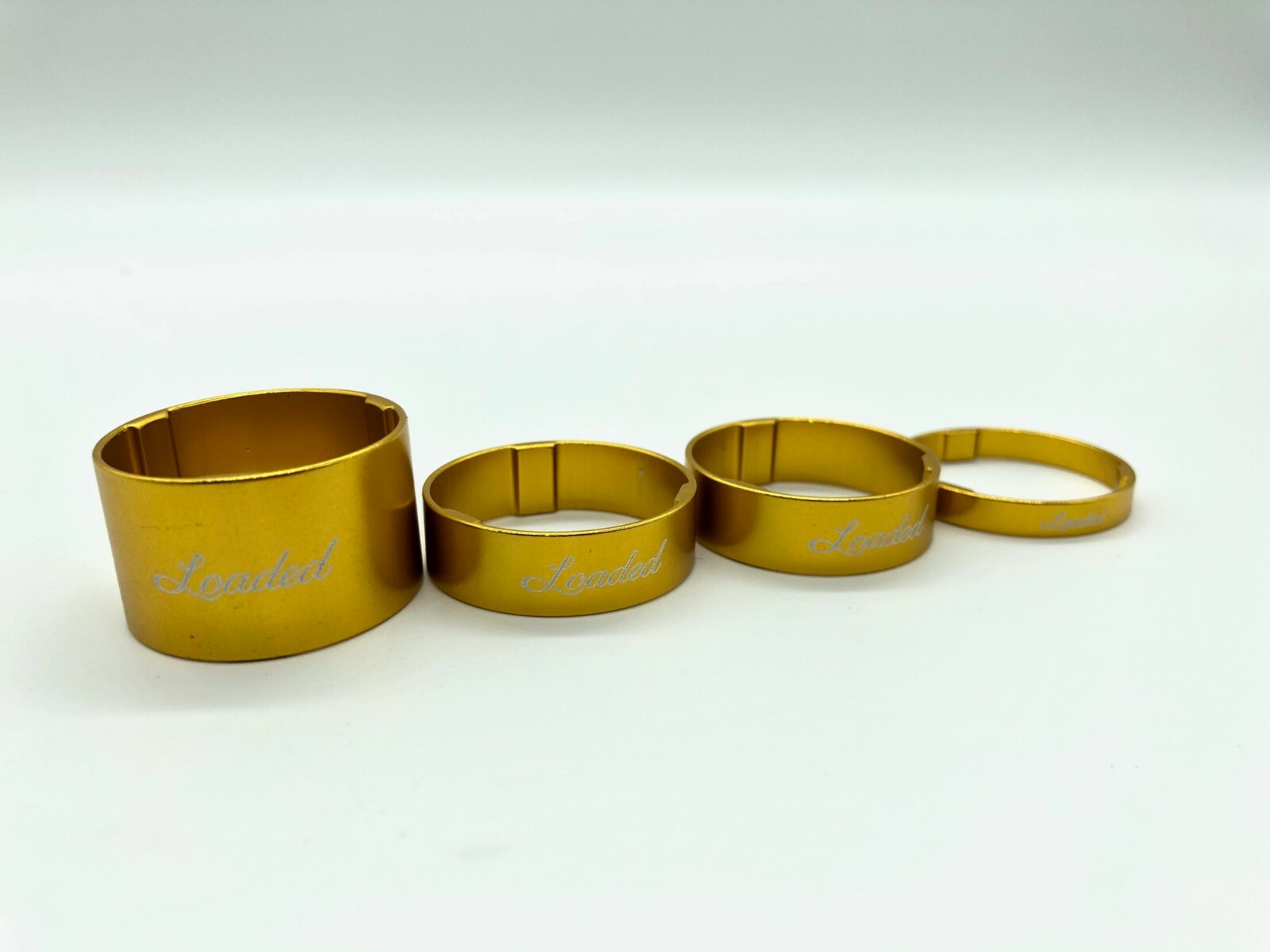 Loaded bicycle headset spacers gold aluminum alloy 1-1/8 4-pack 5mm, 10mm, 20mm