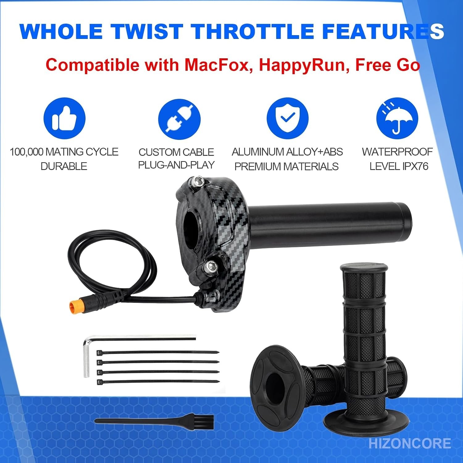 Ebike Full Twist Throttle for Macfox, 3 Pin Surron Style Throttle Grip Kit 12…