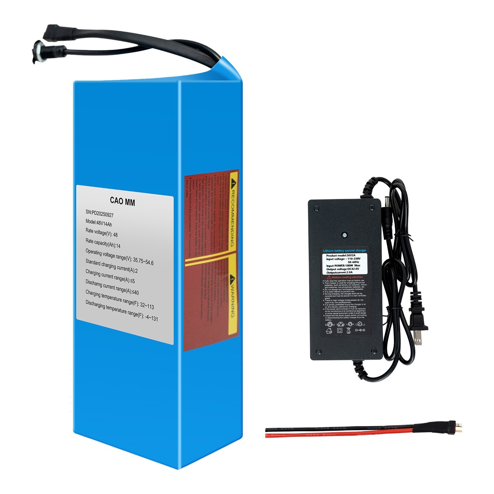 48V 14Ah Ebike Lithium Battery w/ 30A BMS for Electric Bicycle Bike 100W-1000W