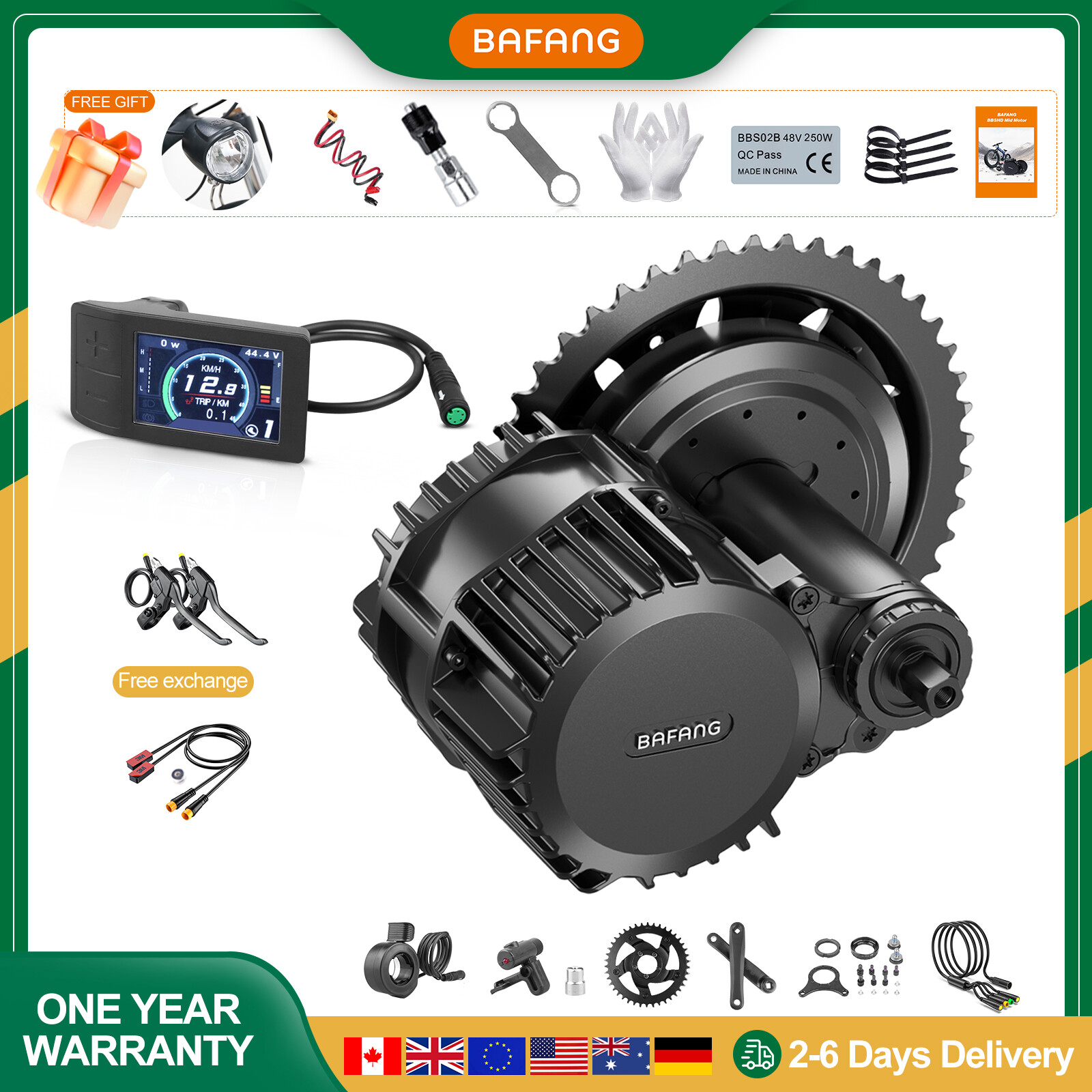BAFANG 48V 1000W BBSHD Mid Drive Motor Conversion Kits DIY Electric Bike 20Ah