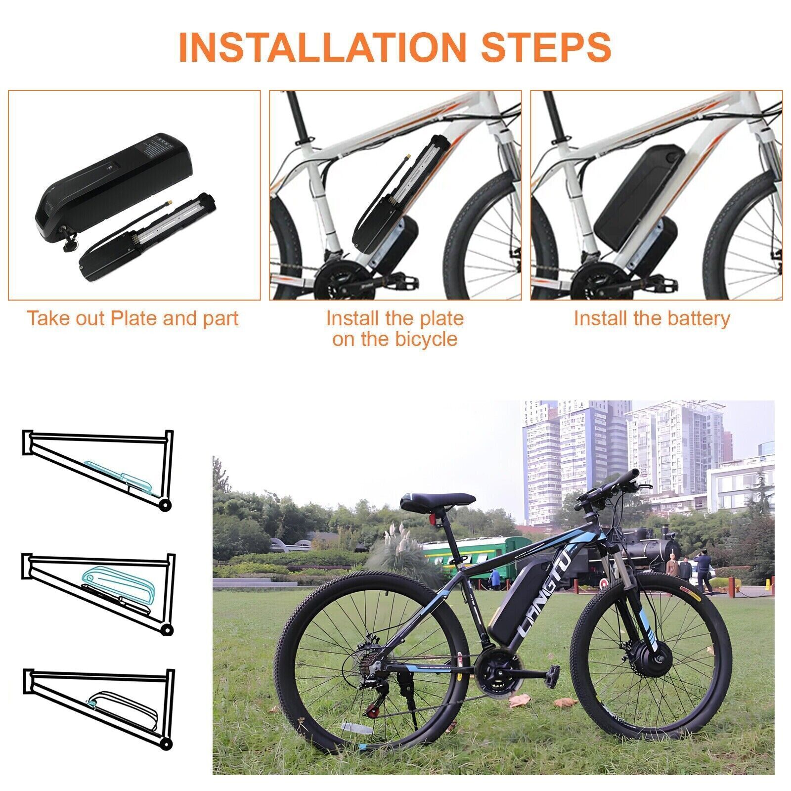 48V 10Ah Lithium li-ion Battery Pack ≤1500W ebike Bicycle EBike Electric Charger