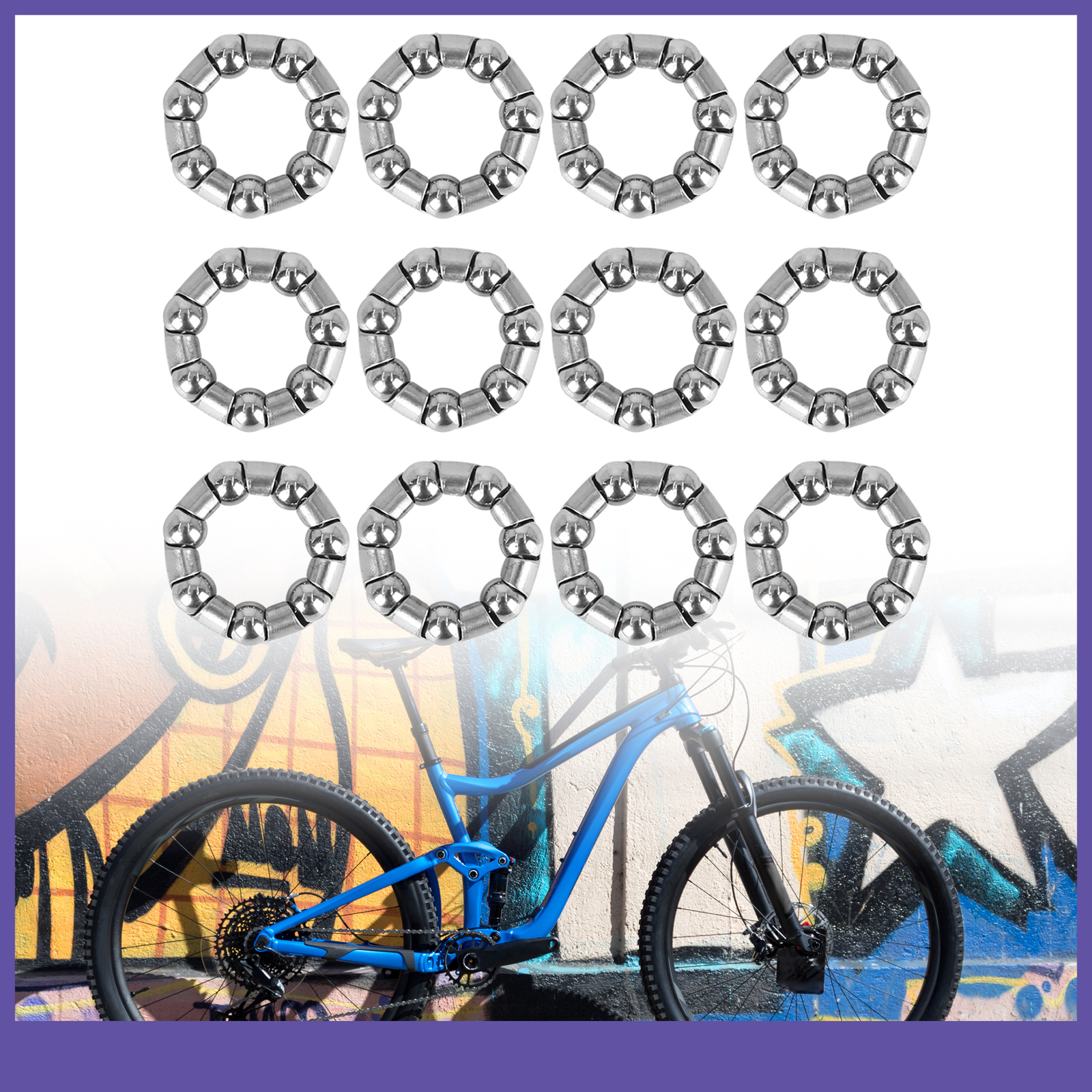 TWELVE 25mm x 7 Ball Crank Bearings Rear Wheel Bearing Retainer for Bicycle Bike