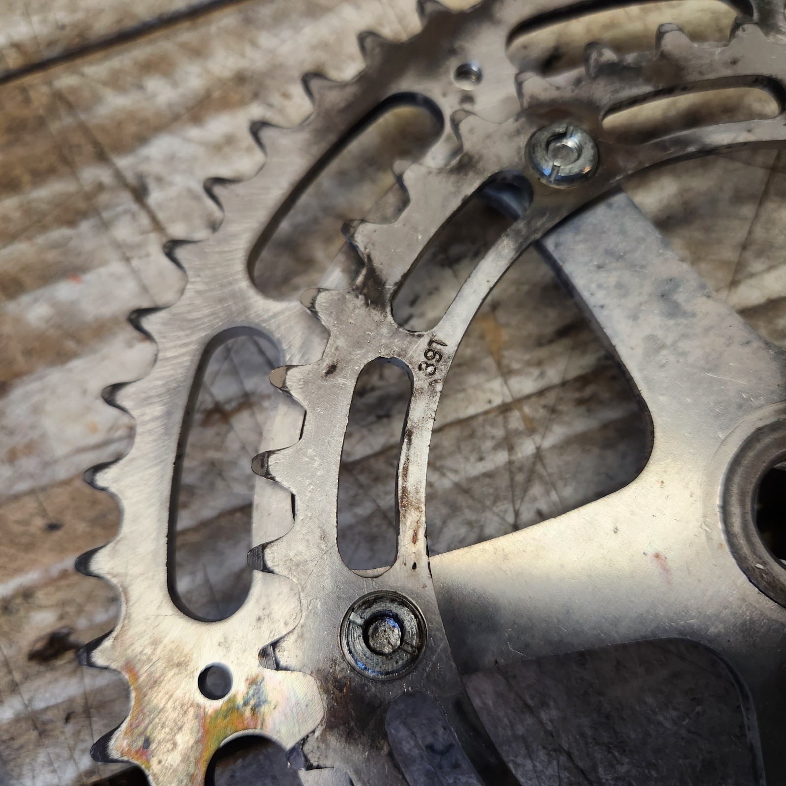 1974 Schwinn Le Tour Crank Set 2x 170mm 52/39 Square Taper JAPAN