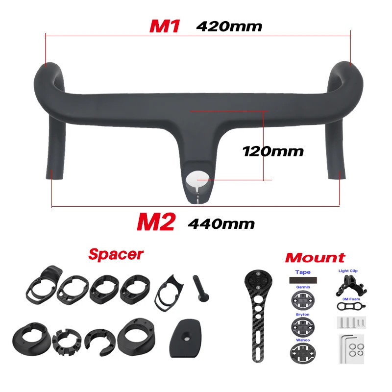 -10 Degree Road Bike Handlebar Carbon Internal Cable Wiring Bicycle Aero Bar