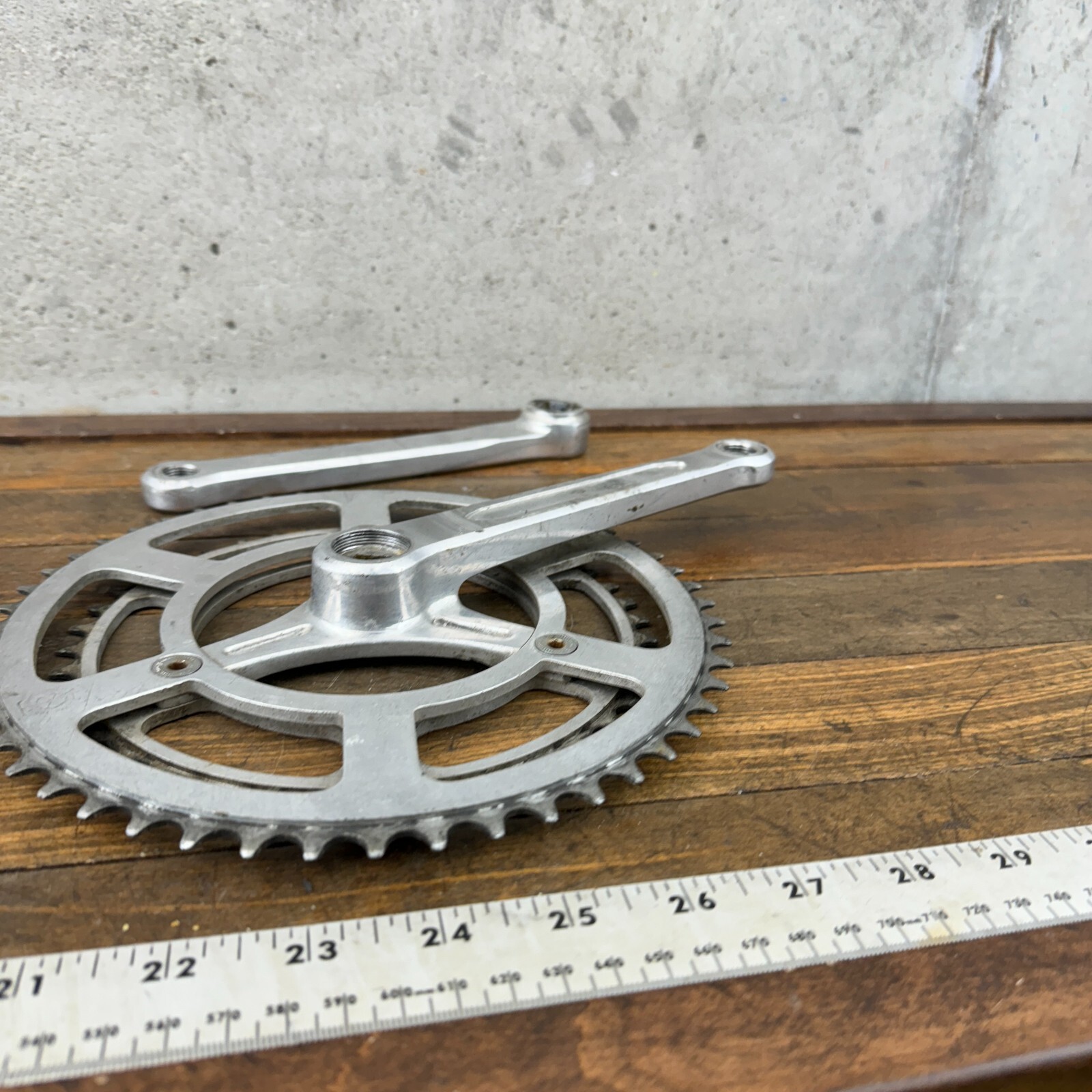 Vintage TA Professional Crank Set 170 mm 3 Arm 1970s France Eroica 3 Hole Alloy