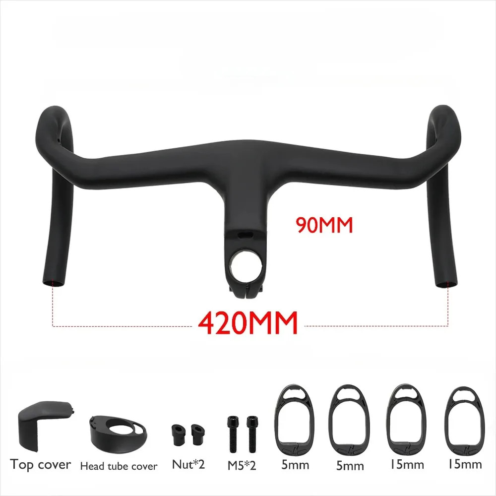 Carbon Fiber Aero Road Bike Integrated Handlebar with Stem Angle -7° Accessories