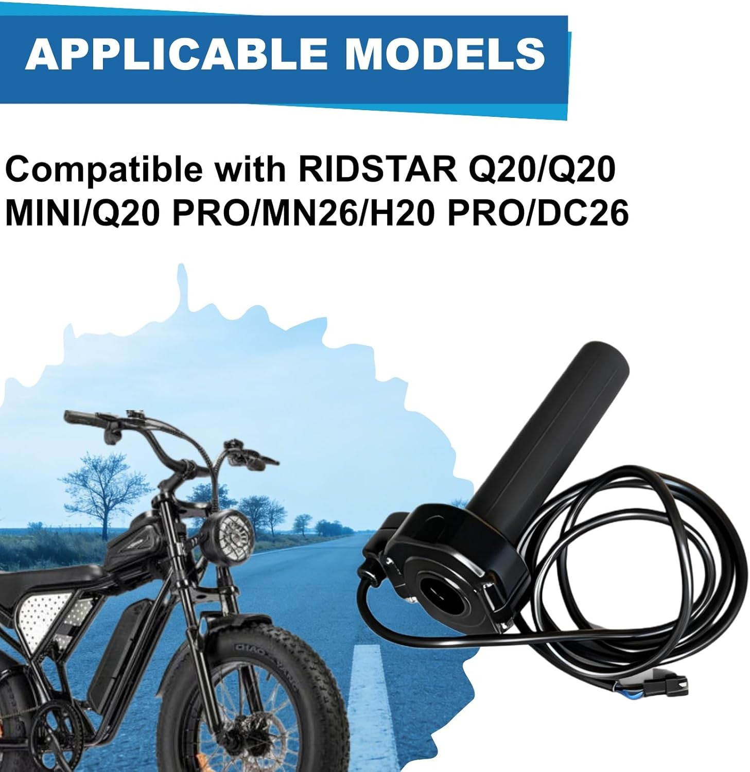 Surron Throttle for Ridstar Q20, Full Twist Throttle with Rolling Bearing, Plug