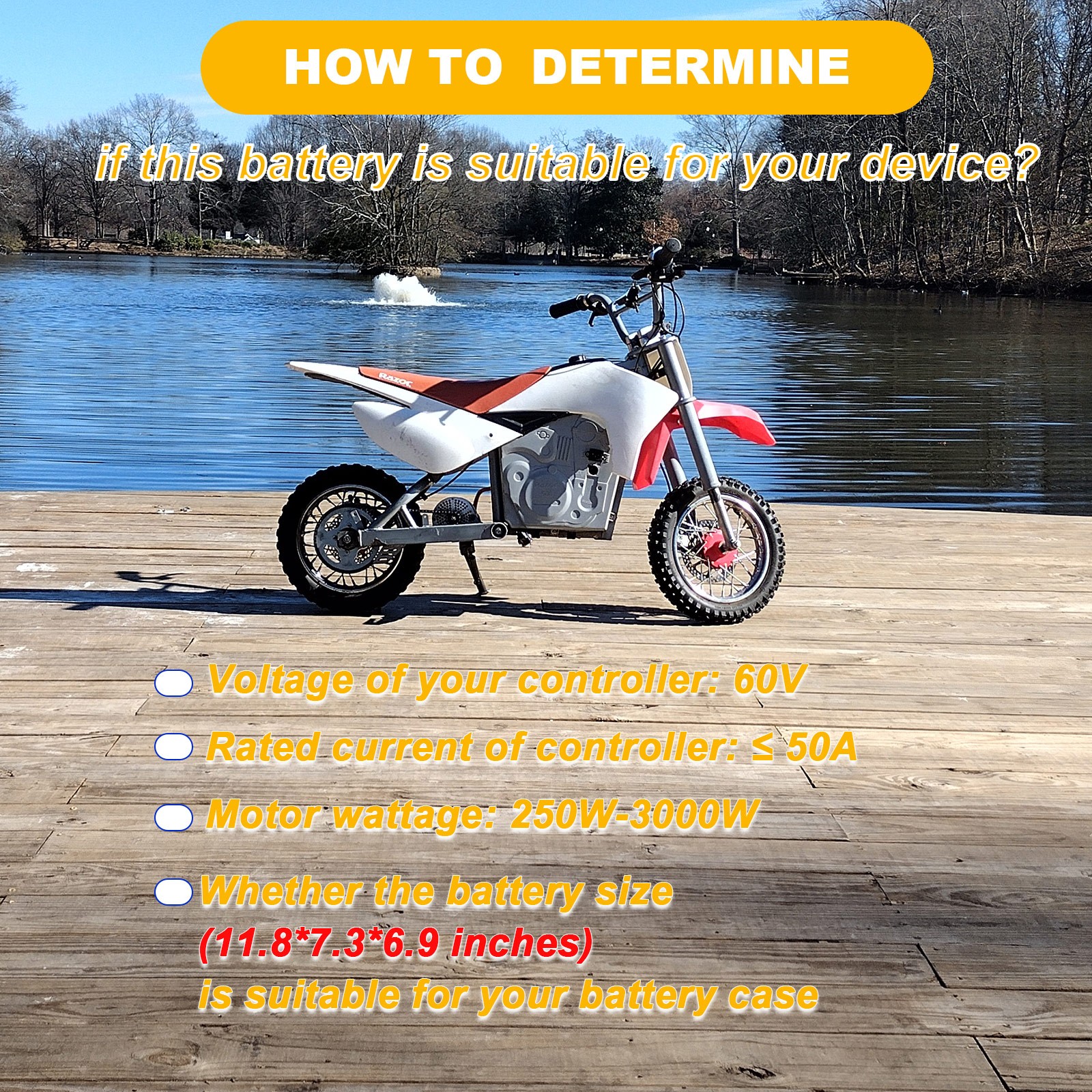 60V35Ah Lithium LiFePO4 Battery Pack Built-in 50A BMS for 3000W Motor.
