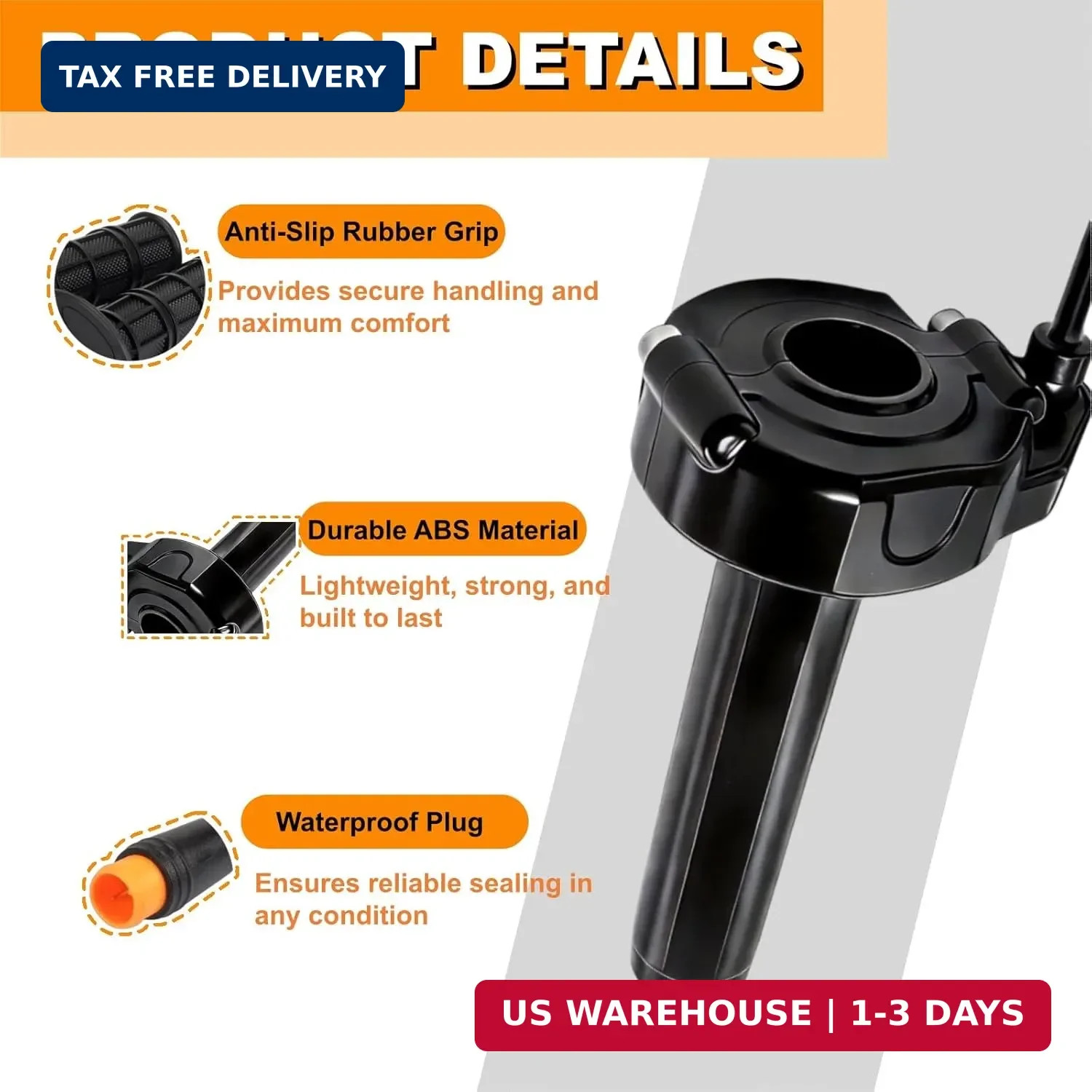 Ebike Full Twist Throttle, 3 Pin Surron Style Ebike Throttle Kit 12V-72V, Waterp