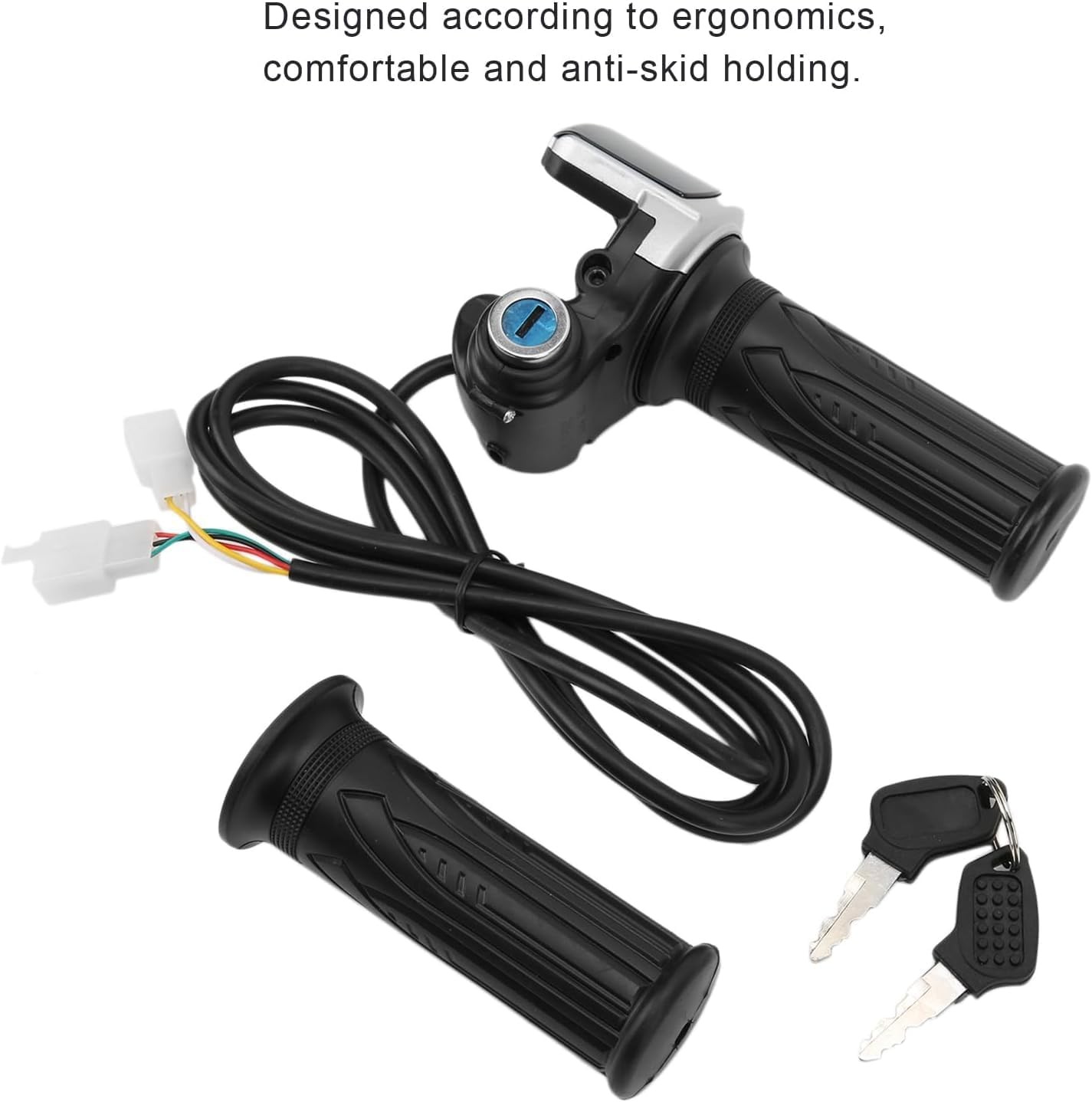 36V 48V Half Twist Ebike Throttle Grip Key Lock LCD Display 5 Pin Plug Speed