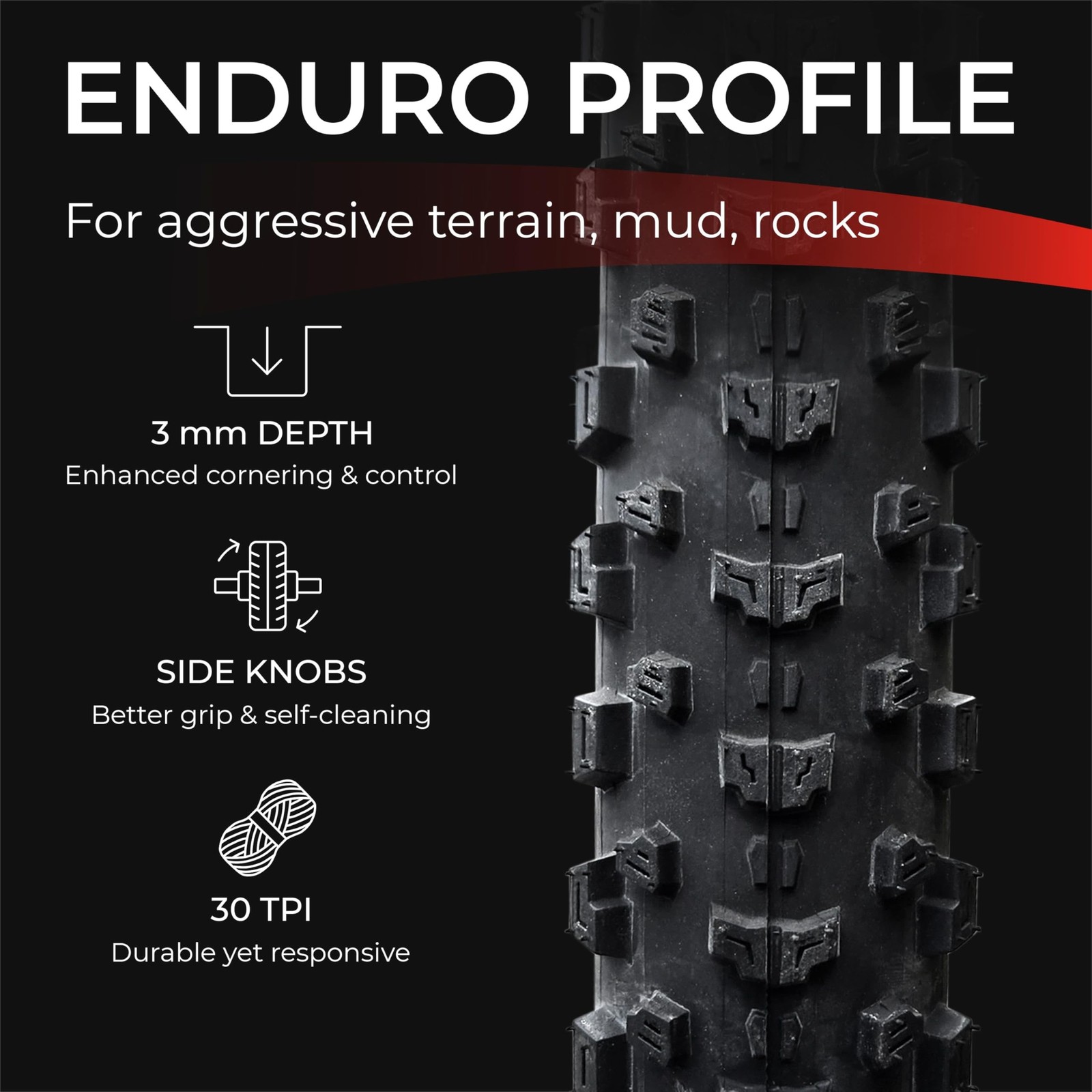 Fincci Encamp Bike Tire 26 x 2.25, Mountain Bike Tire Foldable 57-559 for Roa…