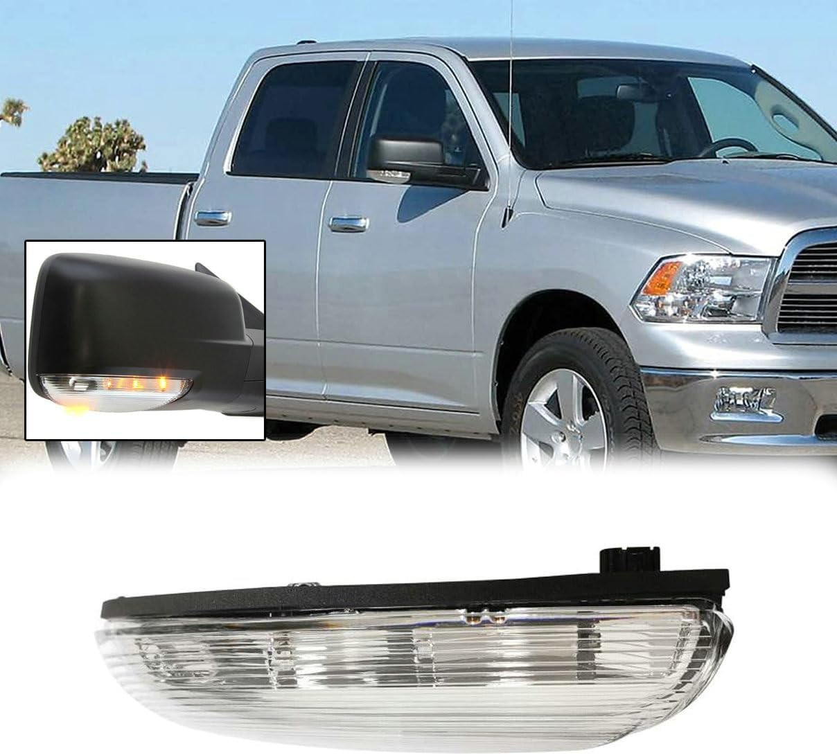 Front Mirror Turn Signal Puddle Light for Dodge Ram 1500 2009-2018,Side Marker L