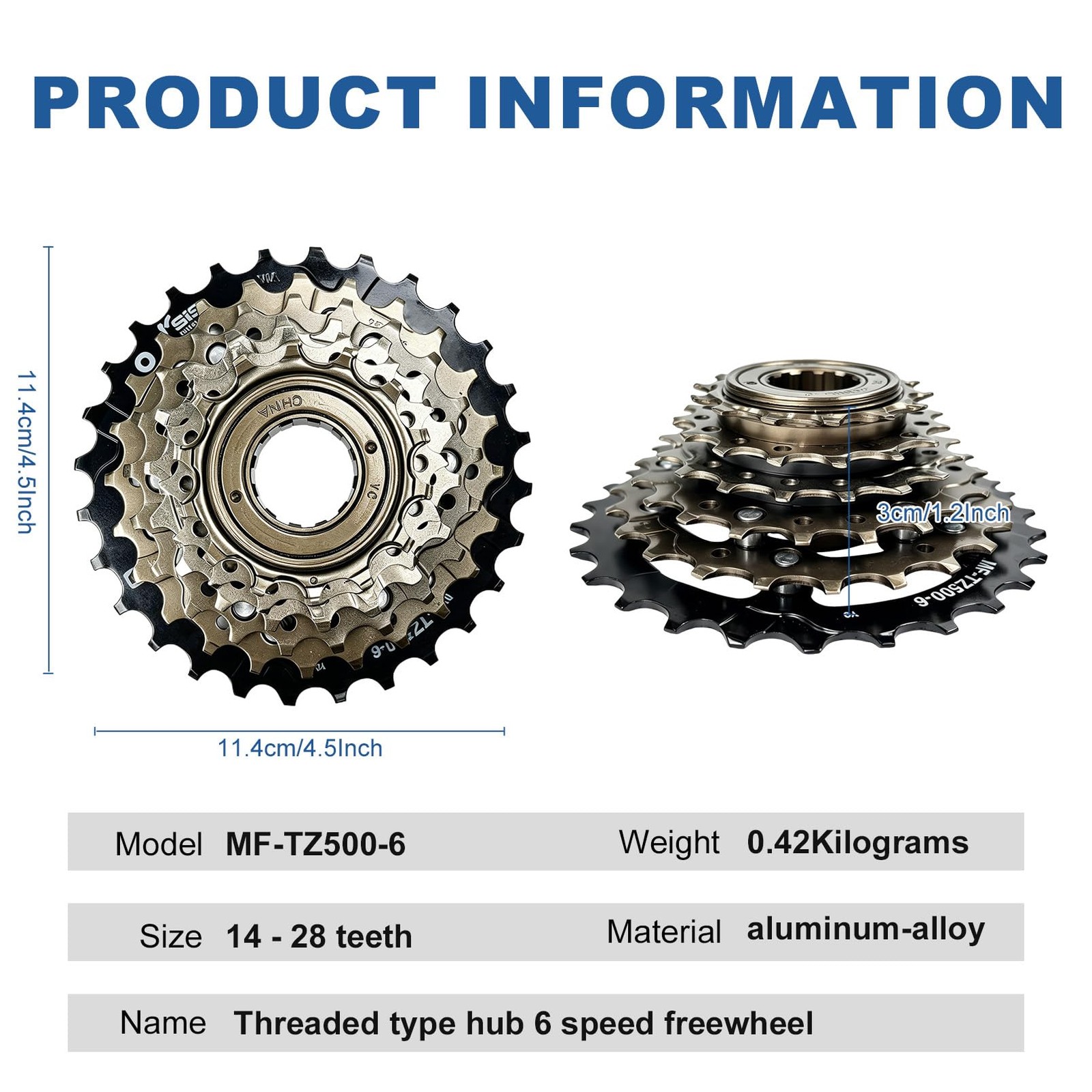 6 Speed Bike Freewheel Cog Threaded Cassette Sprocket Mountain Cycling