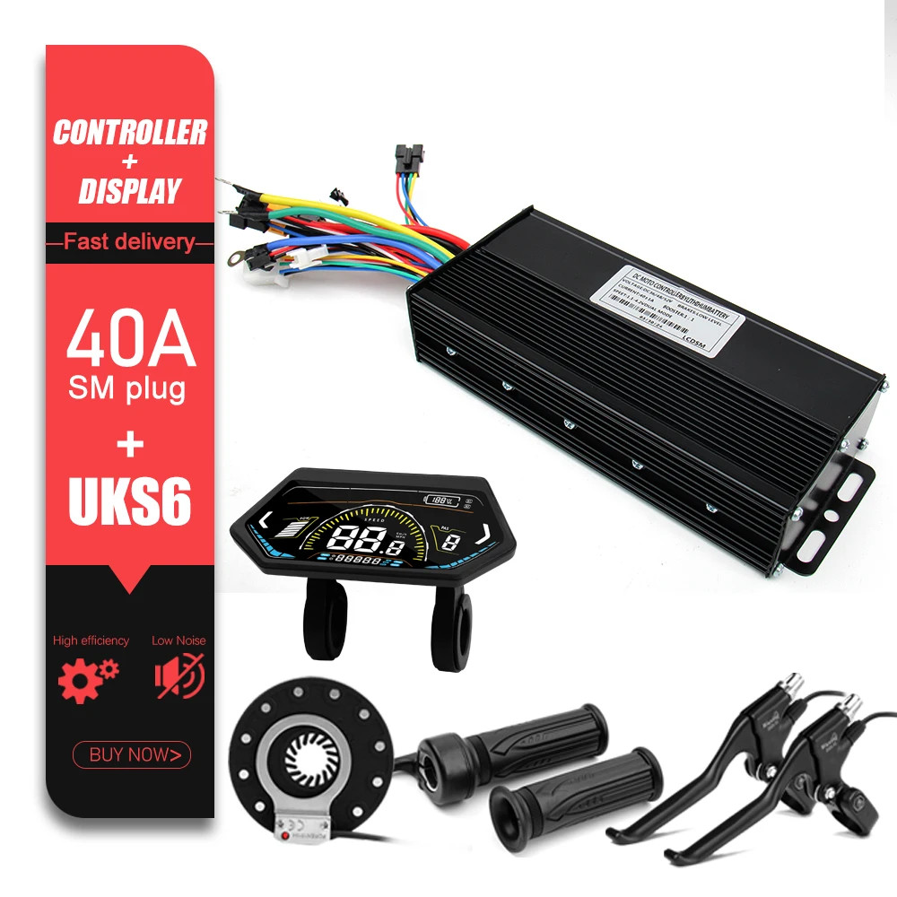 Ebike Sine Wave Controller 40A Three-Mode 36/48/52V with S866 LCD Color Display