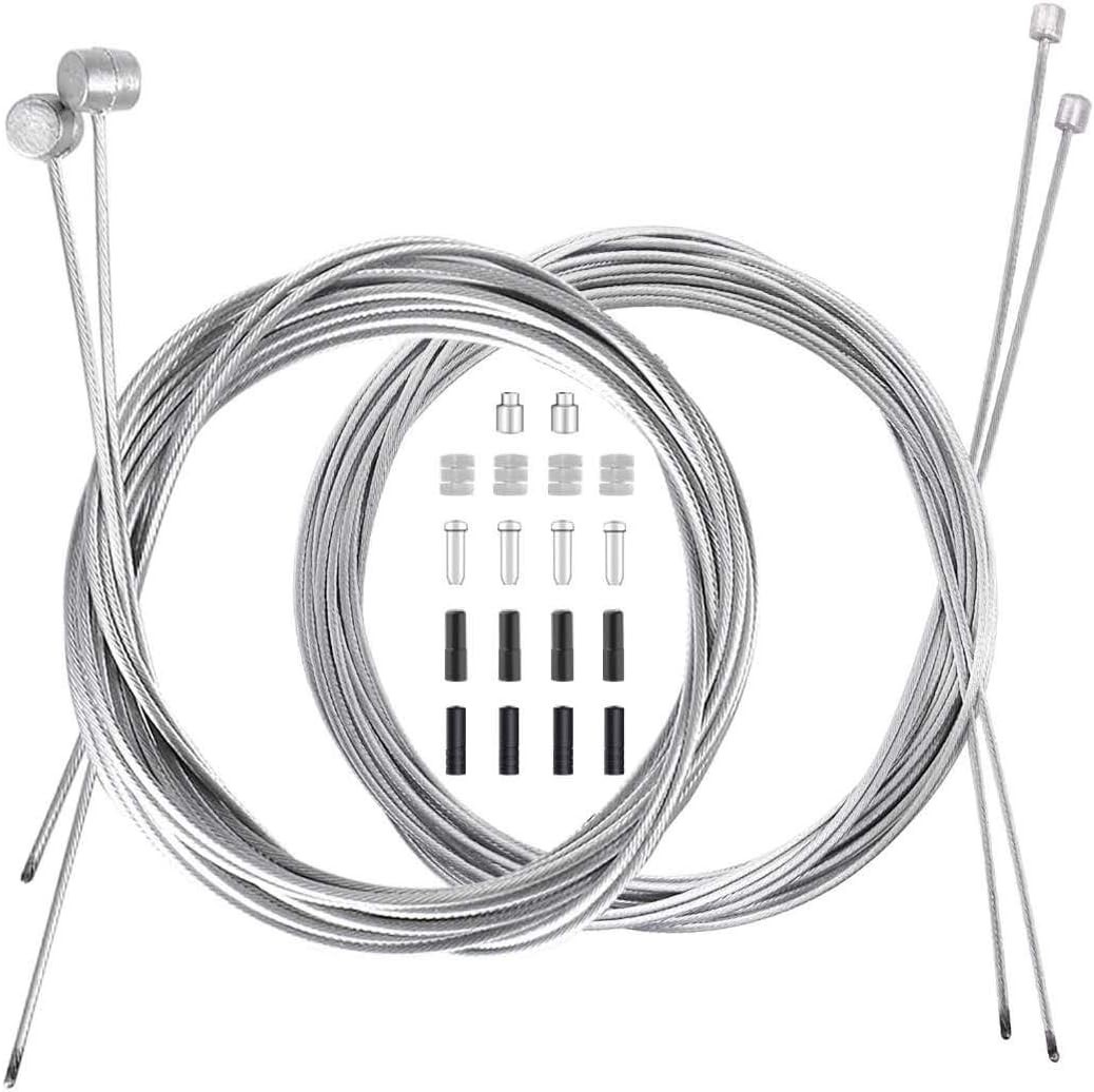 Bike Brake Shifter Cable Set Compatible with Mountain Road Bikes 4 End Caps F…