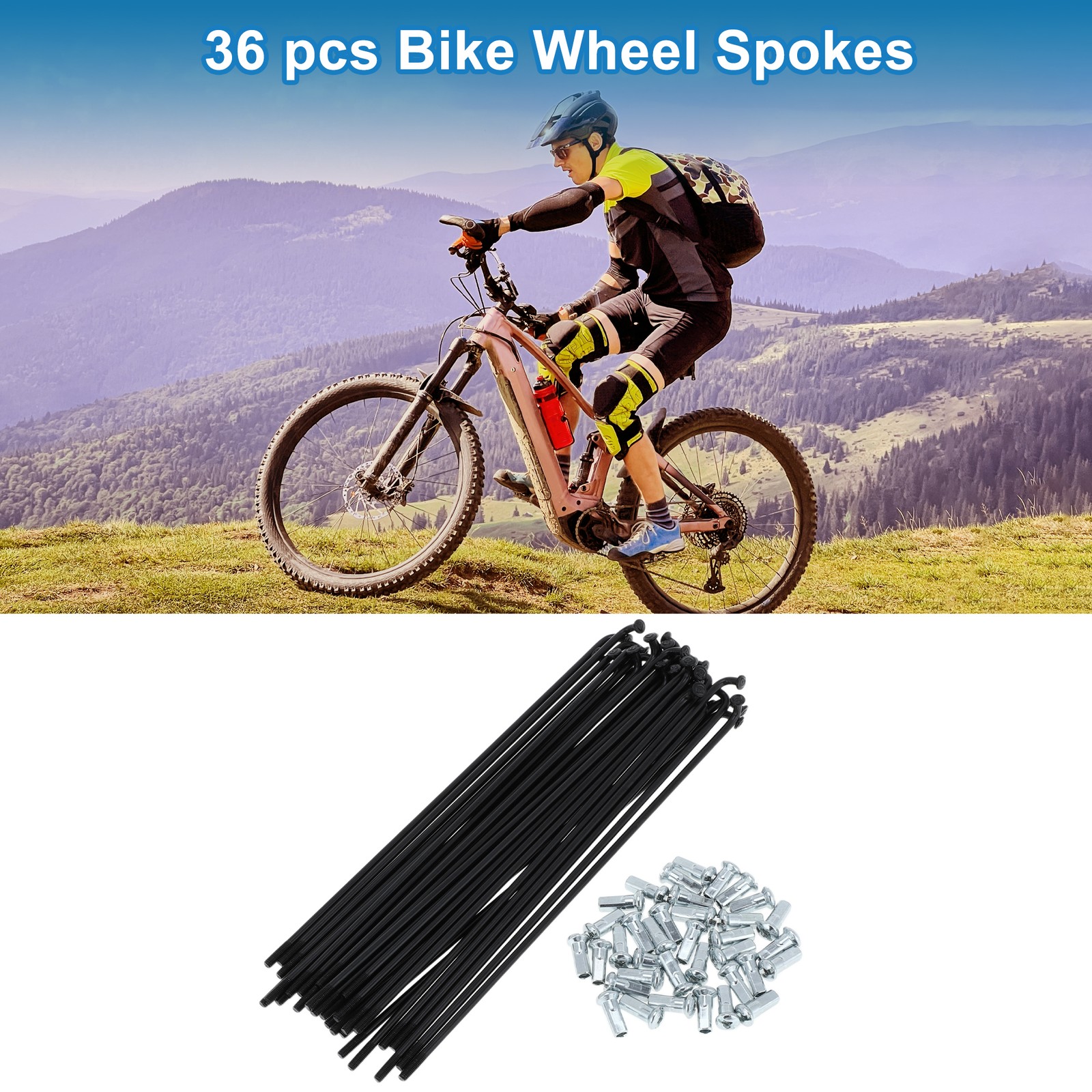 1Set 12G 155mm Length Bicycle Spokes Nipple Carbon Steel Black Universal