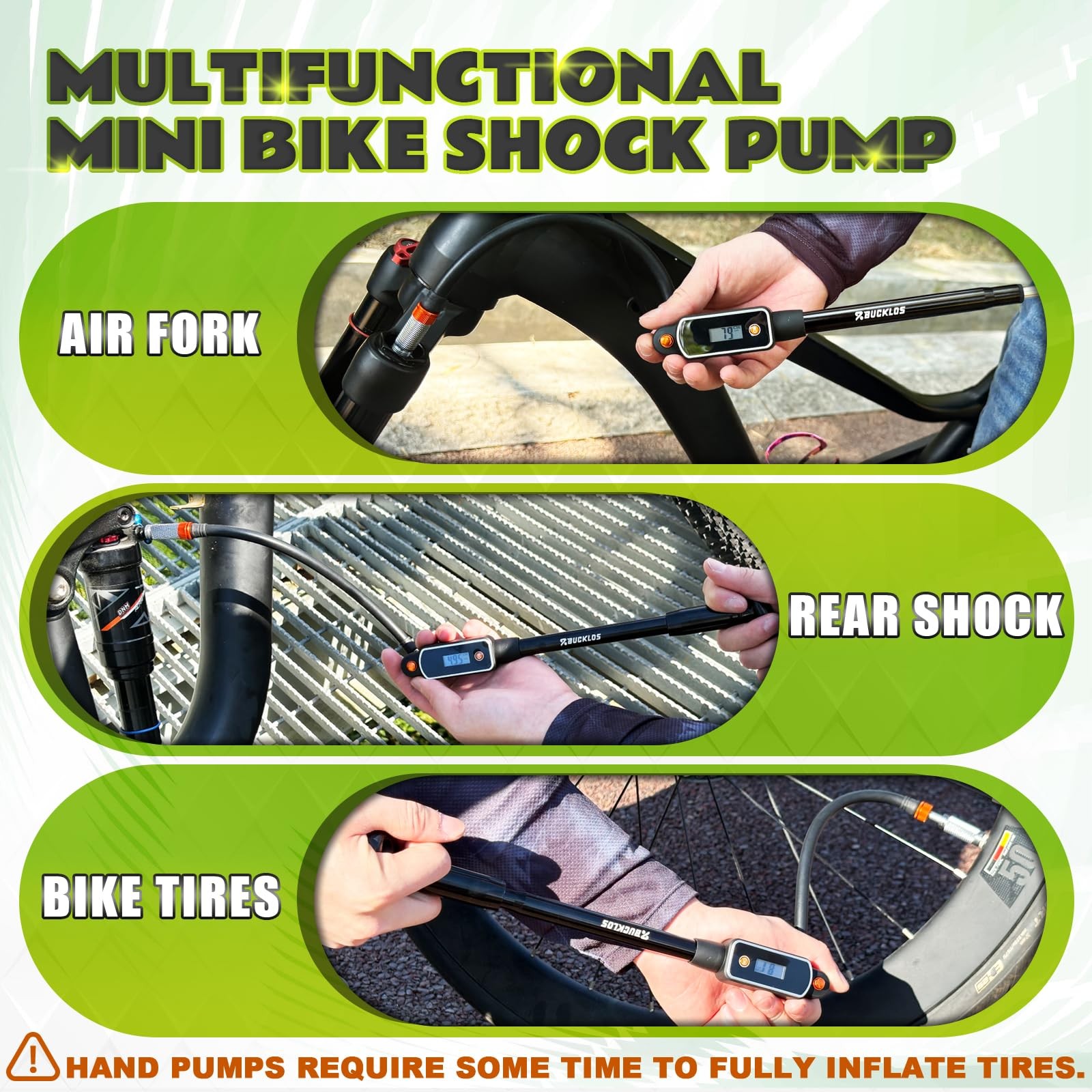 «Bike Shock Pump with Digital Gauge for Mountain & Road Bikes 320 PSI»