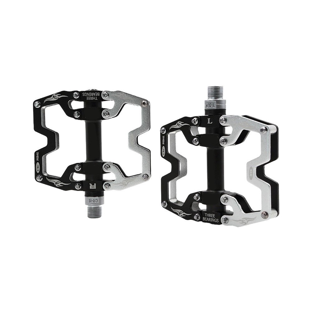 Mountain Bike Pedal Aluminum Alloy with Steel Axle 117×104.5mm Black Silver