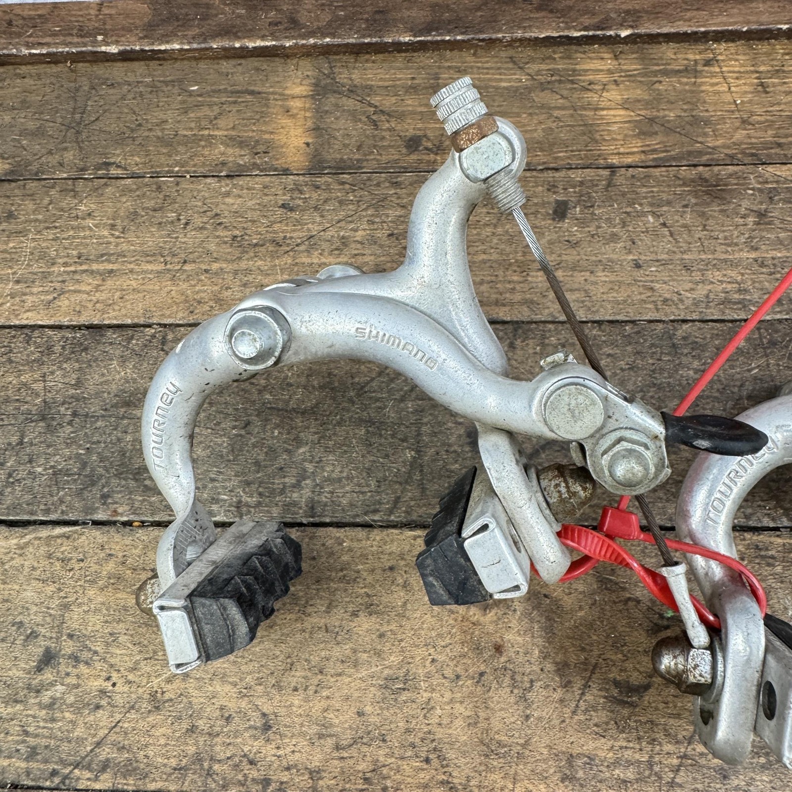 Vintage Shimano Tourney Caliper Brakes Set Silver Road Bike Side Pull Japan 70s