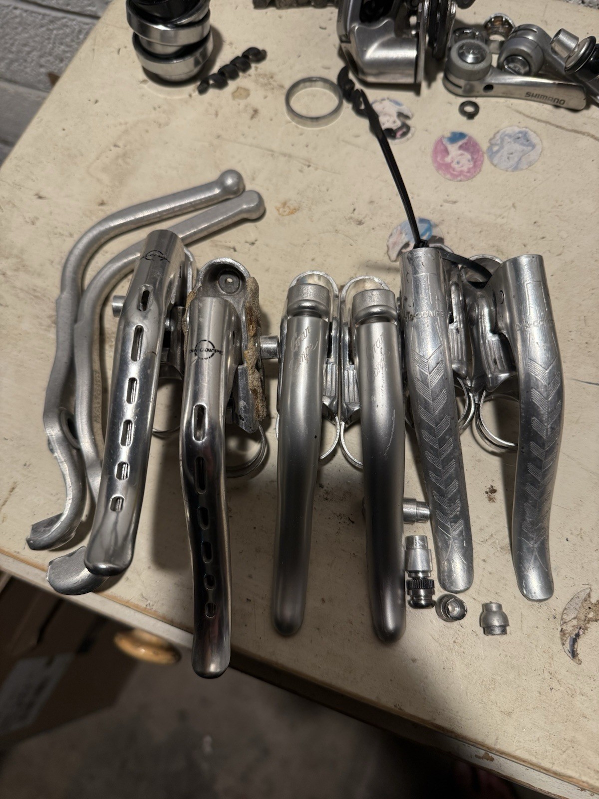 Three Sets of Dia Compe Brake Levers Vintage 80s Silver – Gran Compe