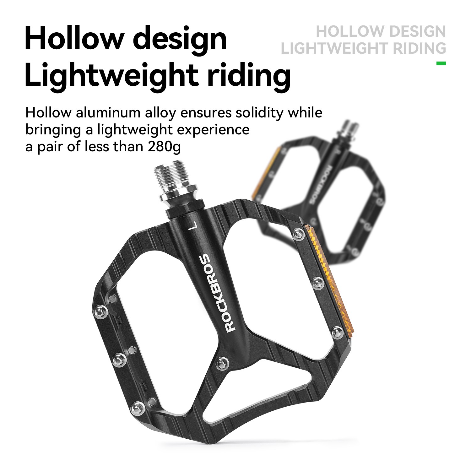 ROCKBROS Bike Pedals with Reflectors Non-Slip Aluminum Alloy Bicycle Pedals9/16″