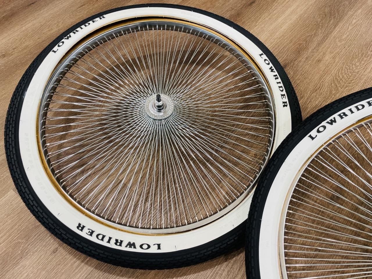 Pair 26″ Cruiser Lowrider LETTERS Bicycle Dayton CHROME Wheel Set 144 Spoke