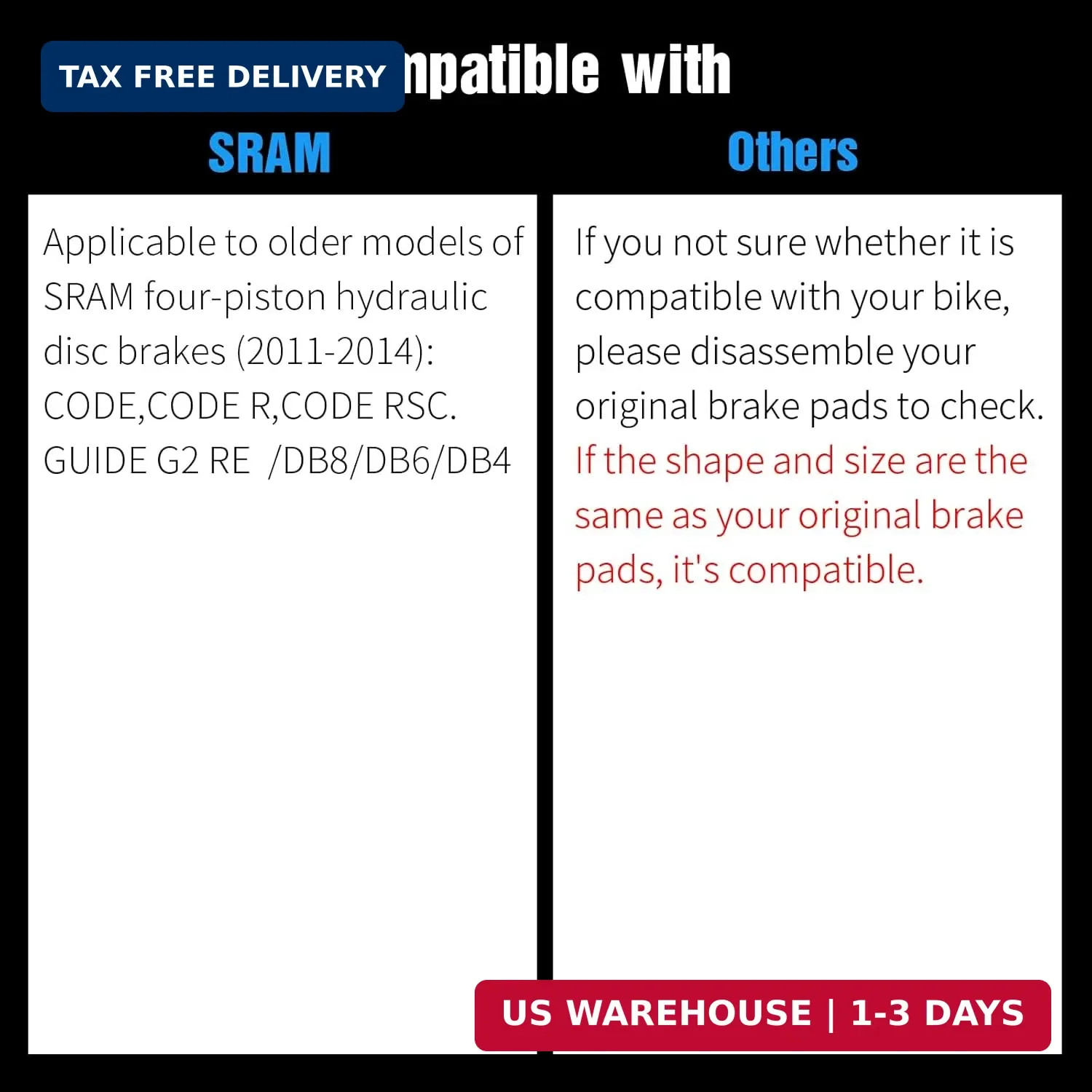 4-Piston MTB Bike Brake Pads Compatible with SRAM Code,Code R,Code RSC and Guide
