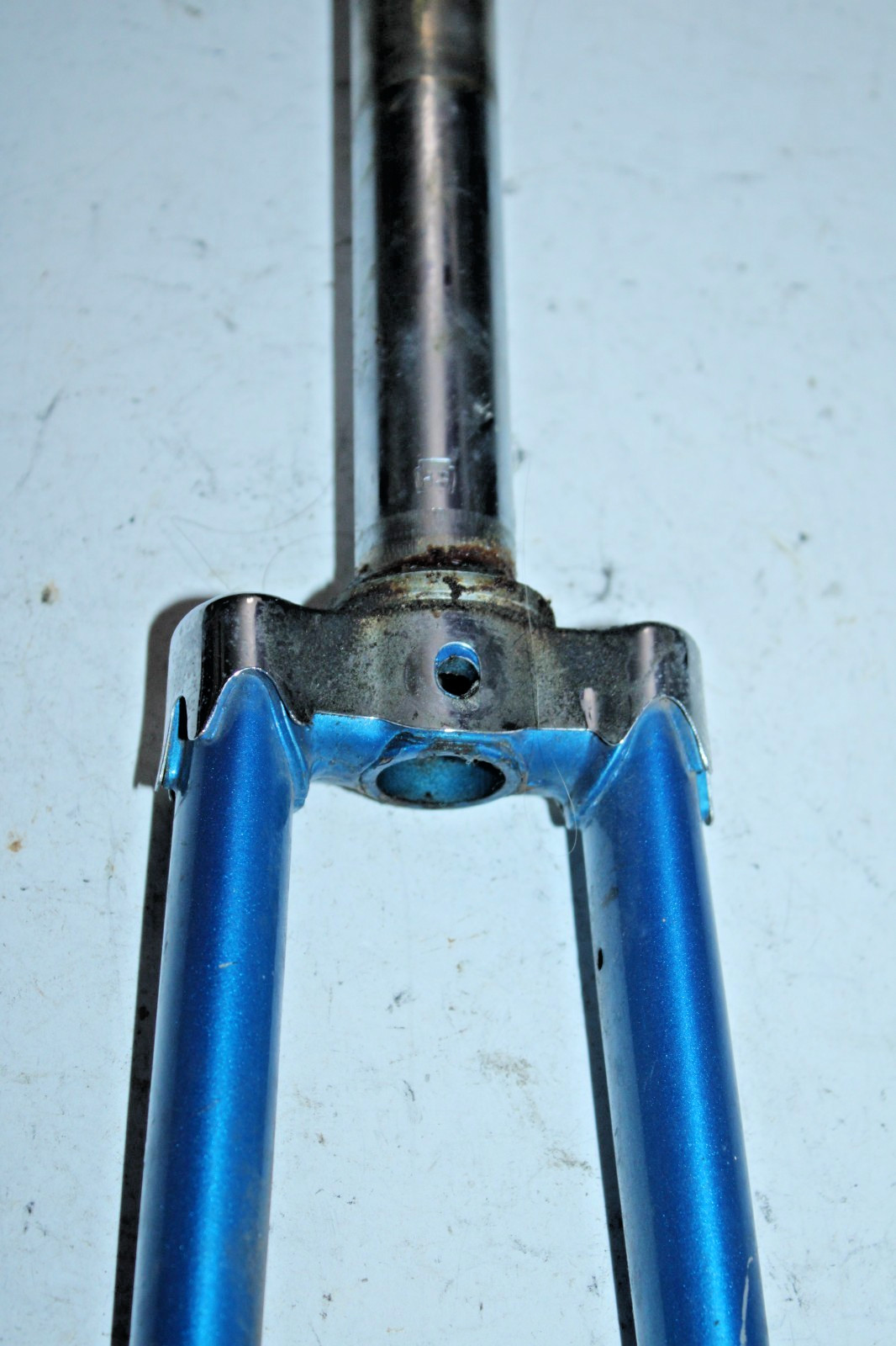 Vintage Rigid Touring Road Bike Fork 700c 1″ Threaded 175mm Blue Steel Commuter~