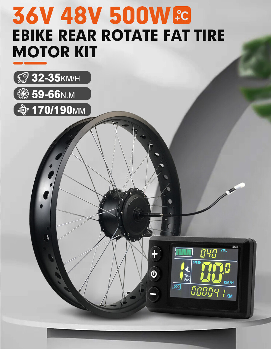 20 24 26In 500W Snow Fat Electric Bicycle Rear Motor Wheel Drive Kit 170/190mm