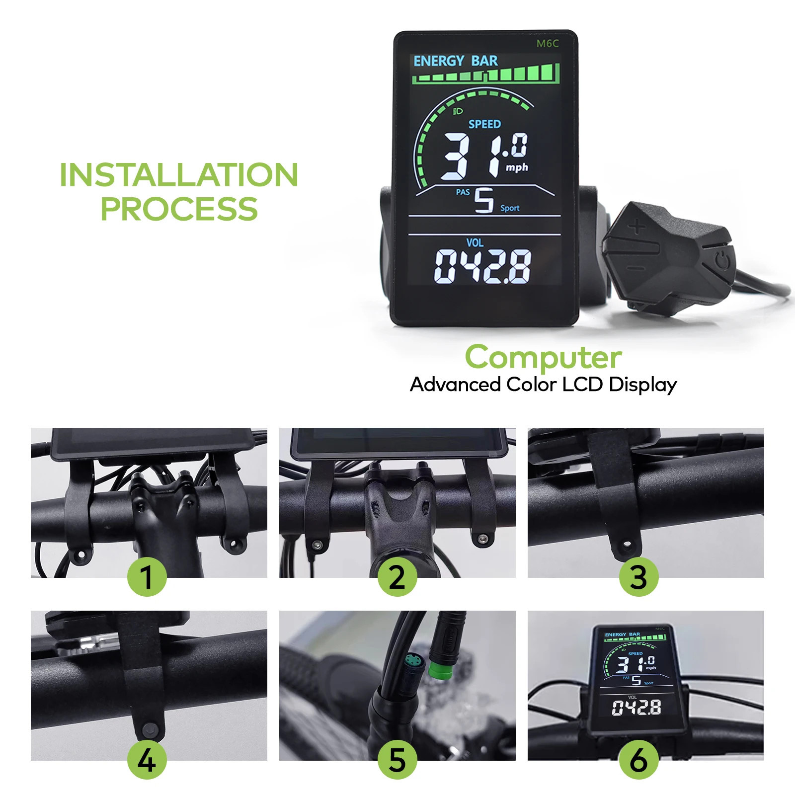 UART2 Electric Bike Computer Wired Speedometer Waterproof Bicycle Computer