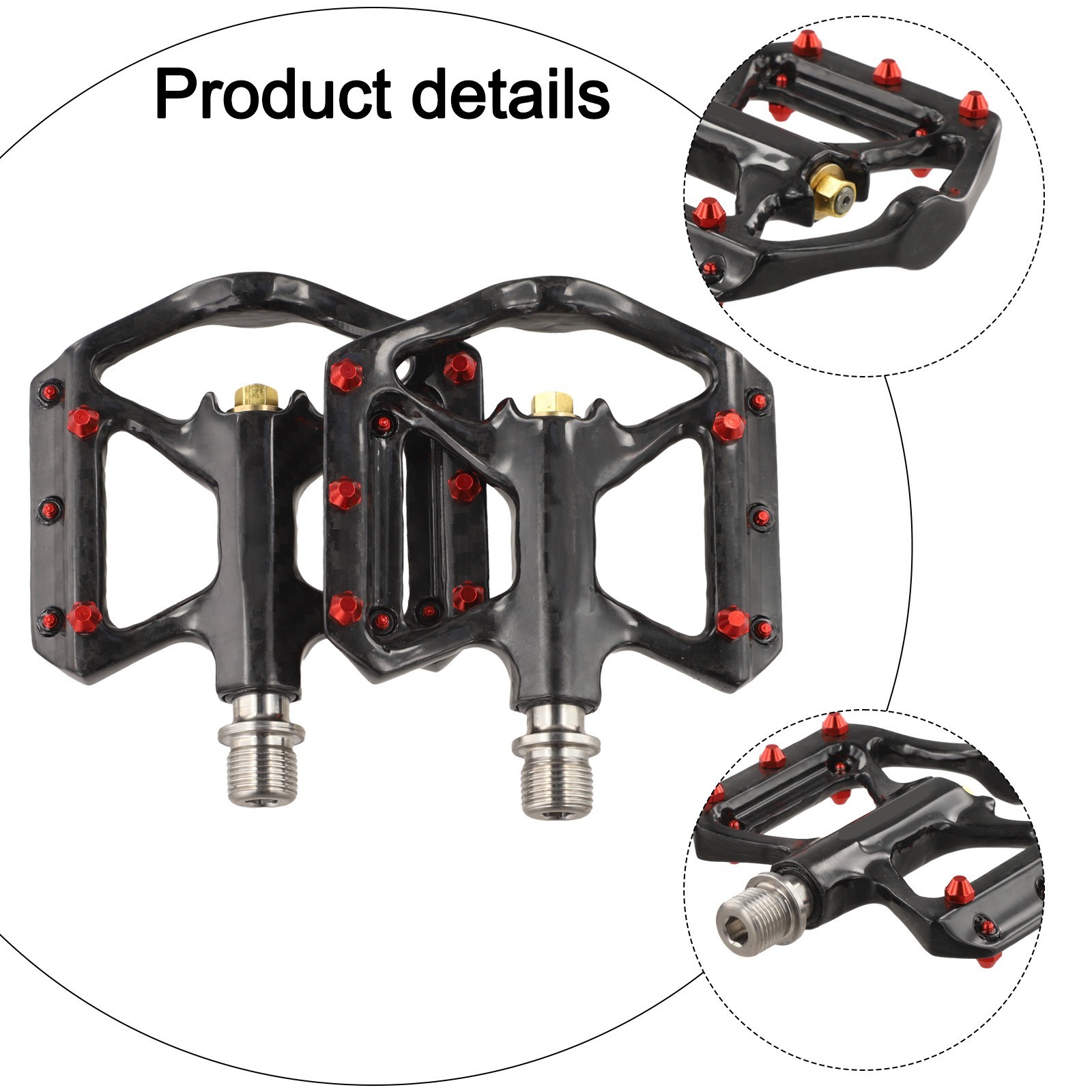 Ultralight Carbon Fiber Bicycle Pedals Pair with 3 Sealed Bearings 180g