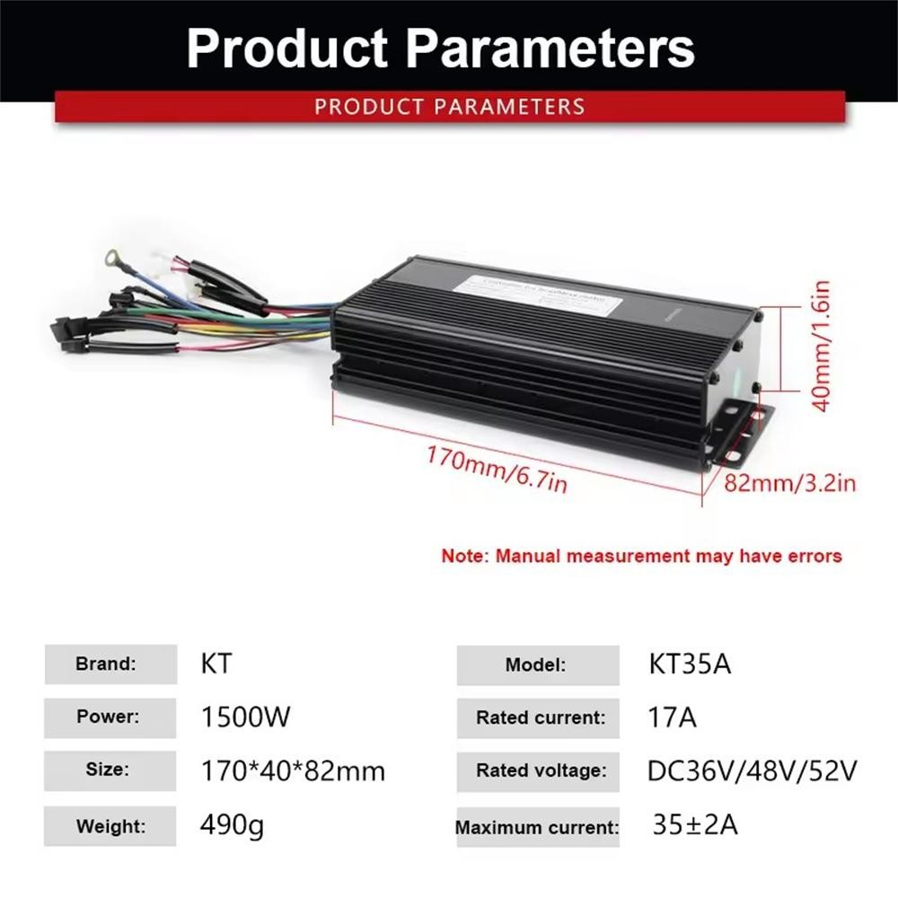 E-Bike 36V 48V 52V KT-35A Sine Wave Controller WP/SM Plug For 1500W Motor