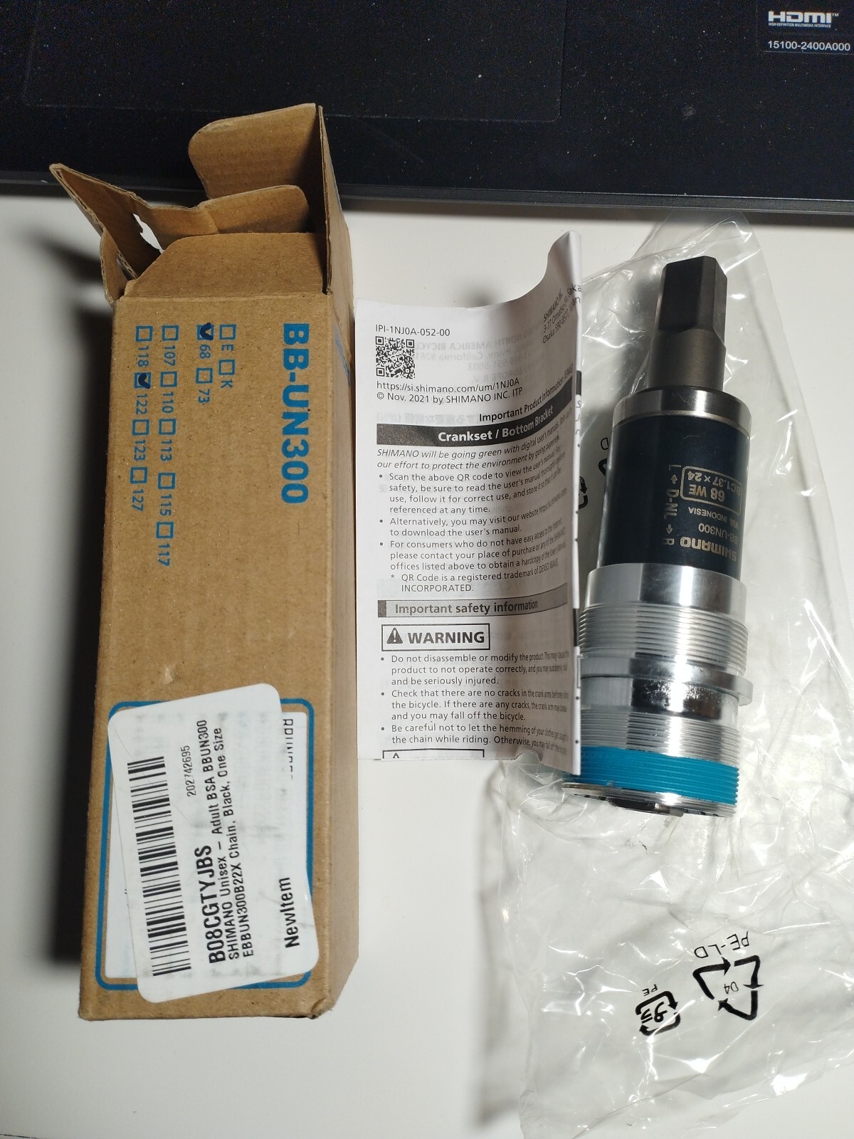 Shimano BB-UN300 Vierkant-Innenlager BSA 68×122,5 mm (Alivio)