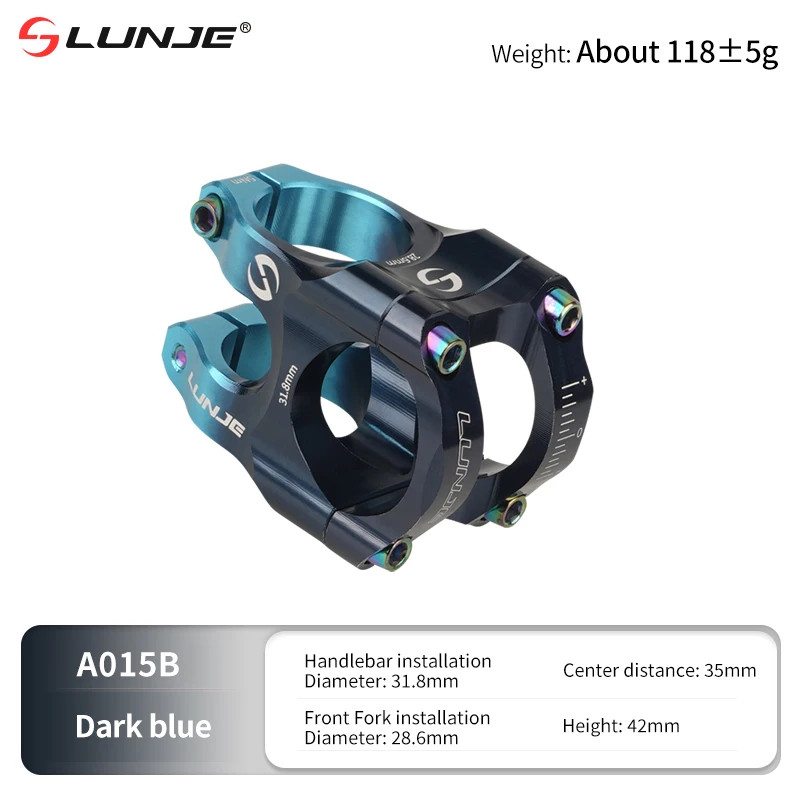 LUNJE 31.8mm MTB Bike Stem CNC Aluminum Alloy Short Handlebar Riser Road Bicycle