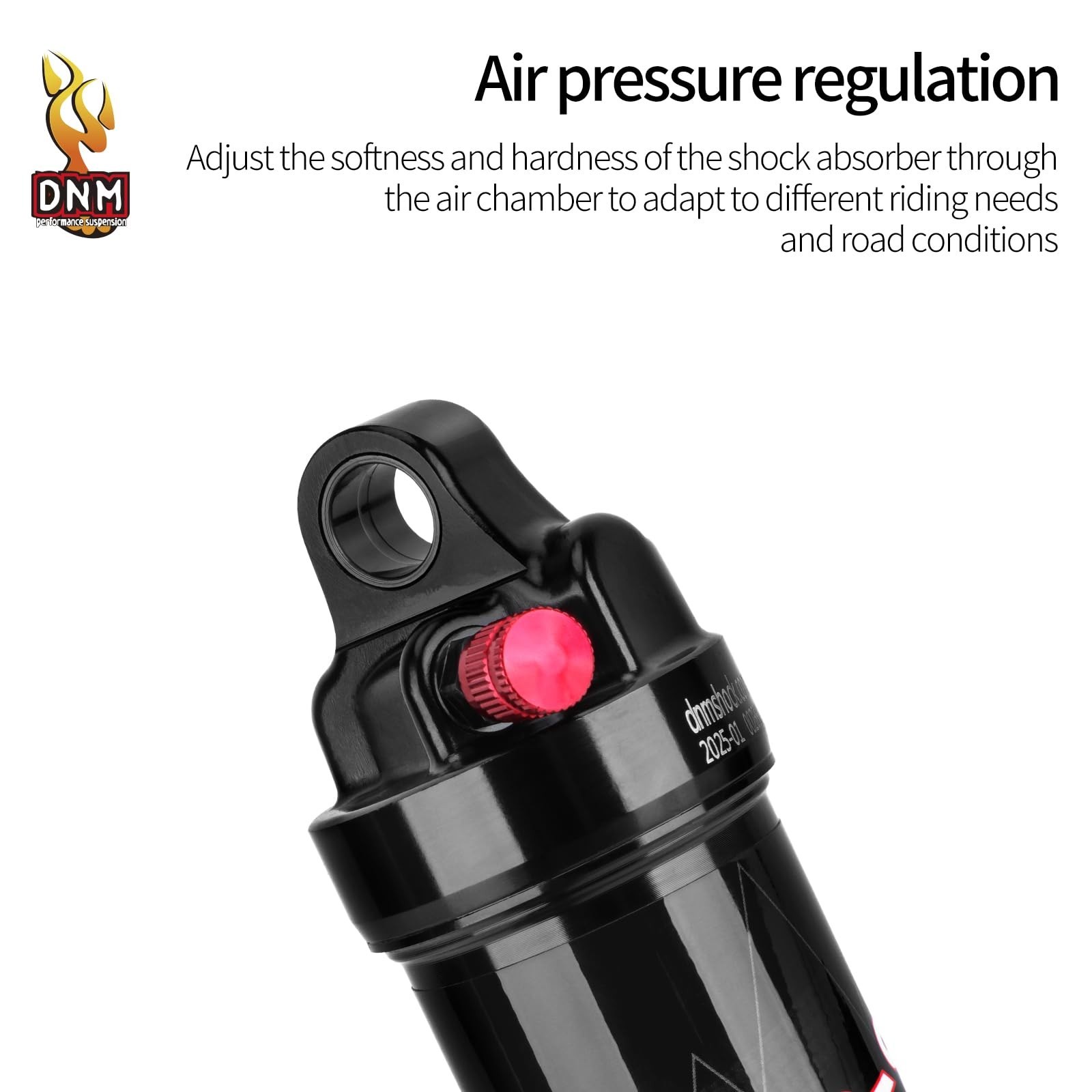 DNM AO-9 Air Suspension Shock Absorber, 65/56/41mm Travel, 150-275PSI Adjusta…