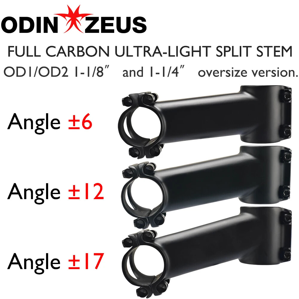 Road / Mountain Bike Carbon Stem 6° 12° 17° 60-120mm Fork Clamp Diameter 31.8mm