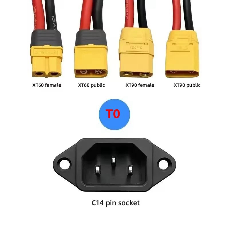 XT60/XT90 to C14 3-pin 10AWG Male Female Power Socket E-bike Charging Cable