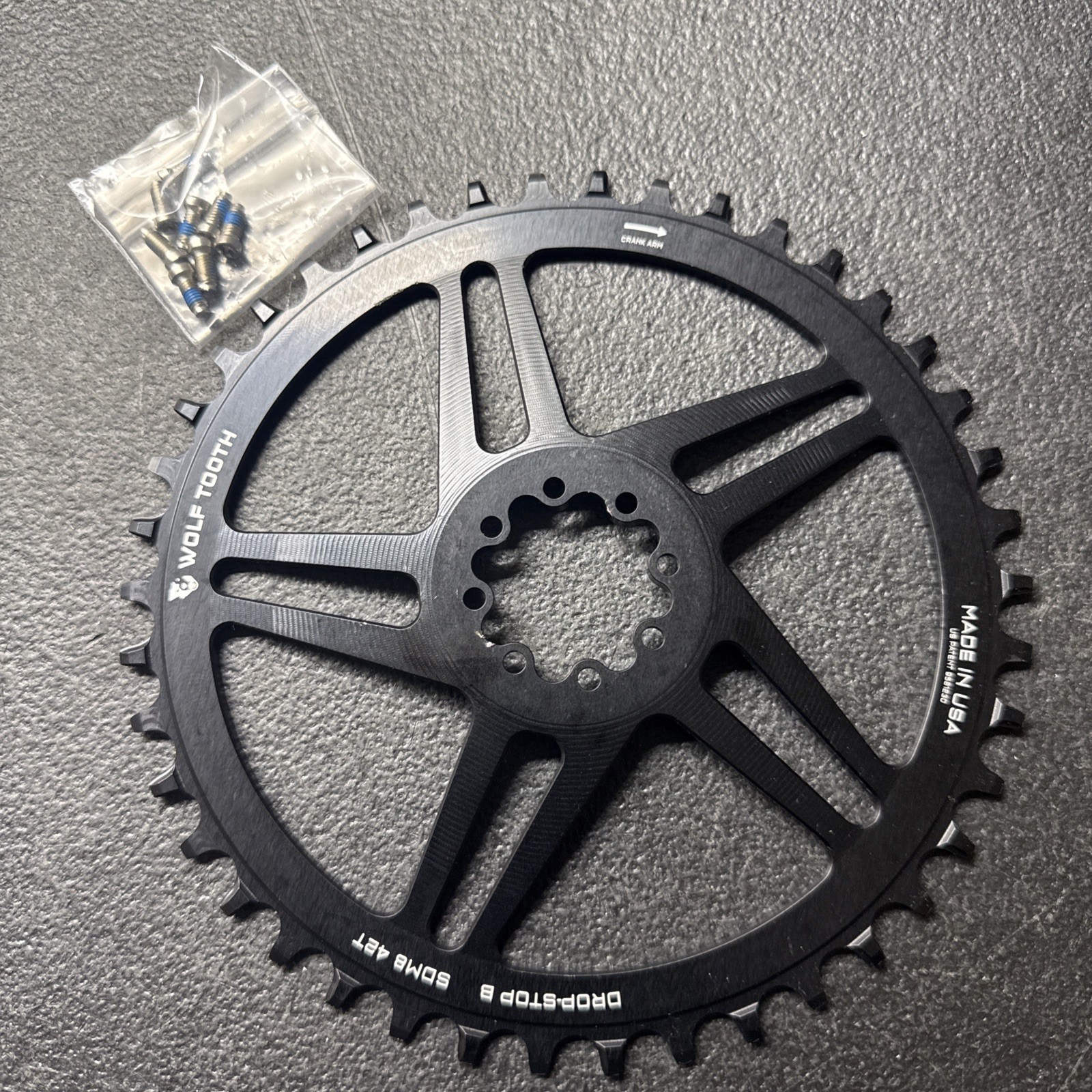 WOLF TOOTH SRAM DIRECT MOUNT 8-BOLT CHAINRINGS 42T, DIRECT MOUNT BLACK