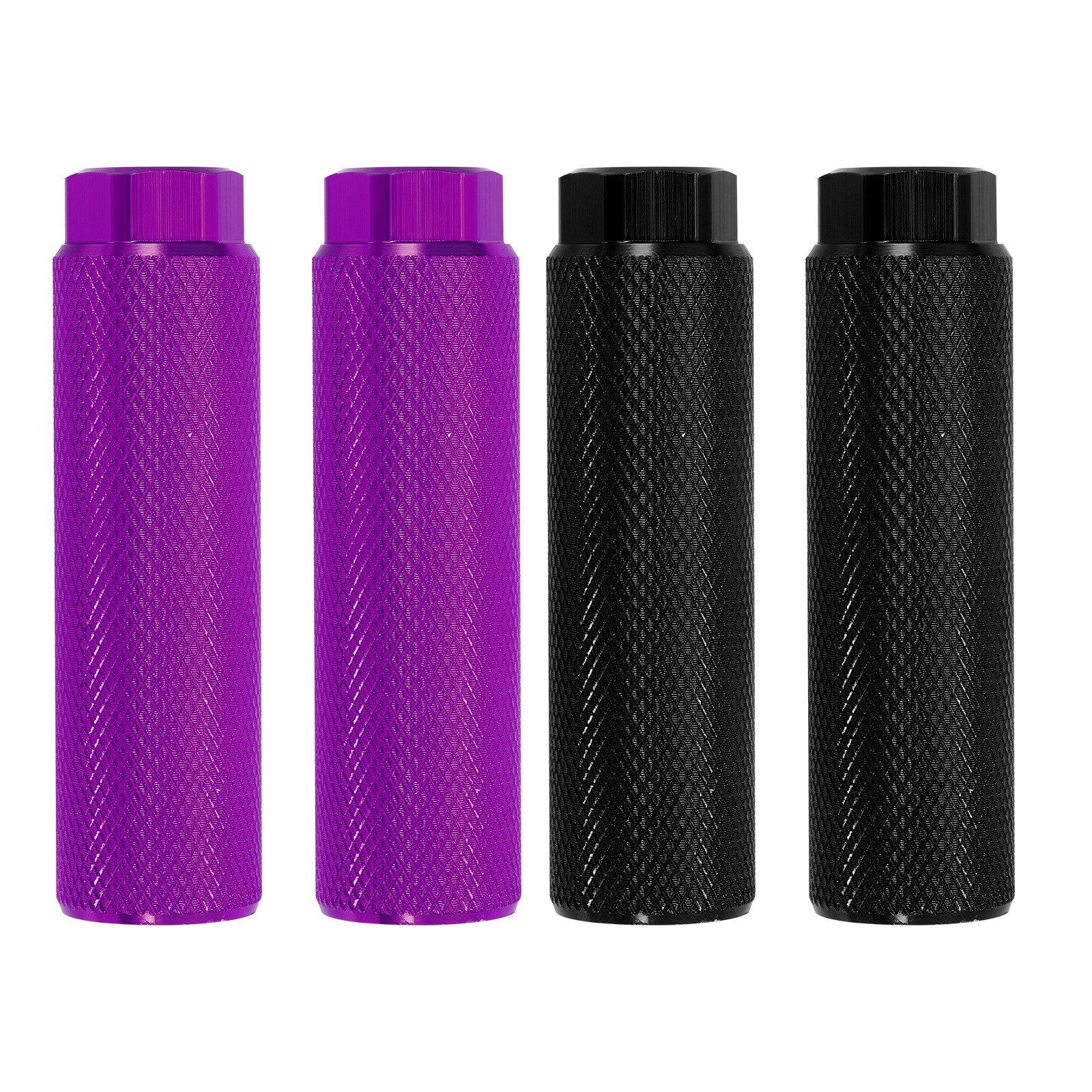 4 Pack Aluminum Alloy Bike Pegs Anti-Skid Fit 3/8 Inch Axles Purple/Black