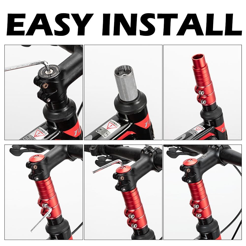 Bike Stem Riser – 3 Pack – Adjustable Height Bike Fork Stem Mulitple Standard