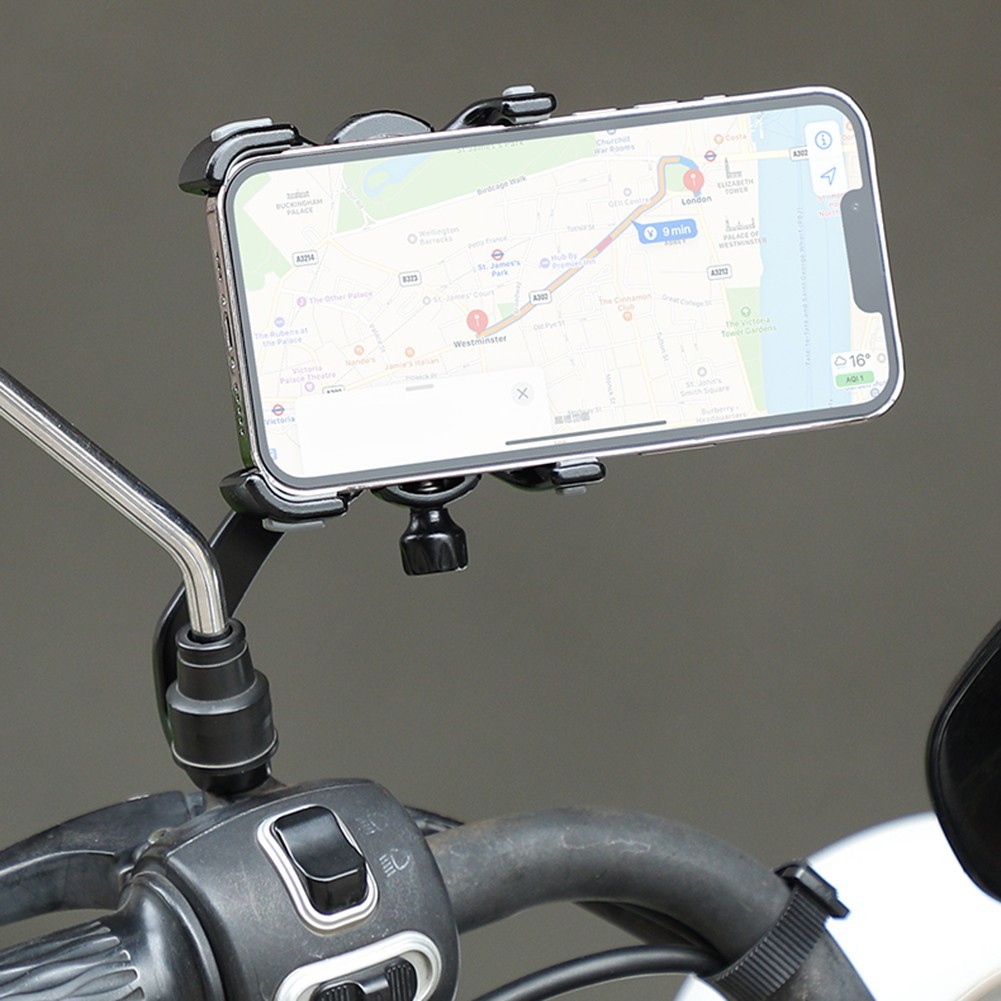 Motorcycle Phone Holder Sturdy Aluminum Alloy Adjustable Viewing Angle