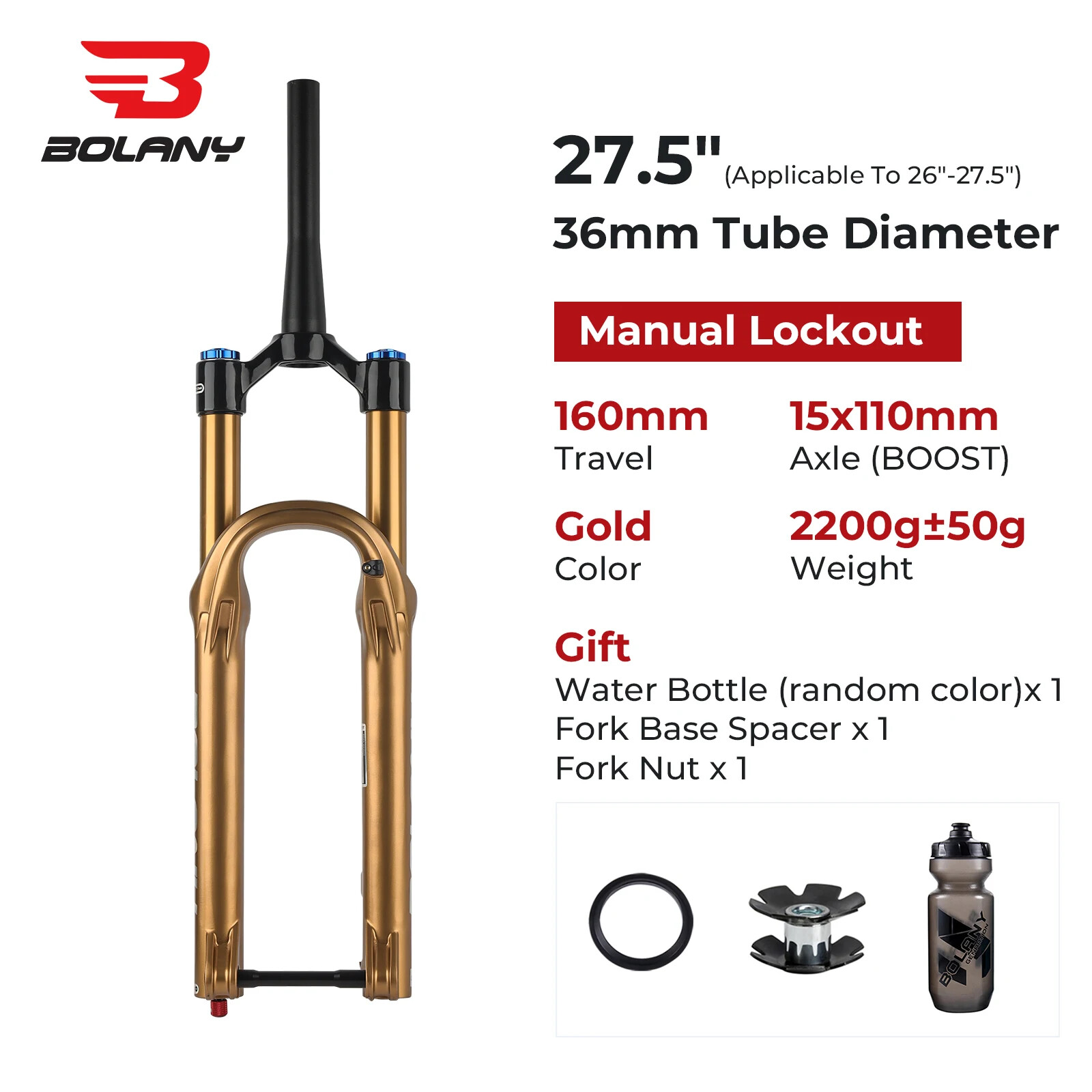 27.5/29Inch Boost Air Suspension Fork 160mm Travel MTB Damping Adjustable Fork